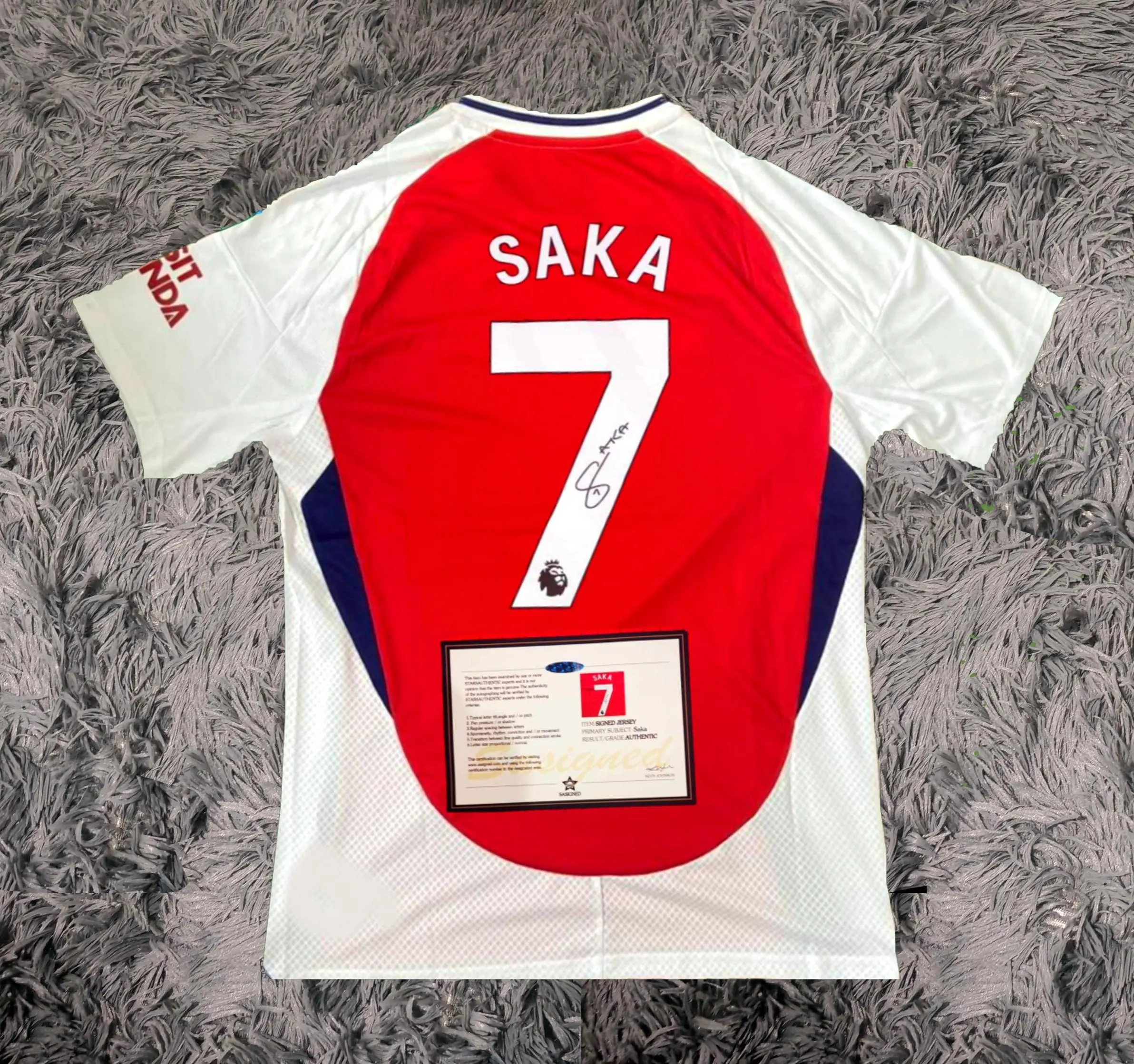 Bukayo Saka SIGNED Arsenal 24/25 Home Jersey/Shirt - COA - 2024