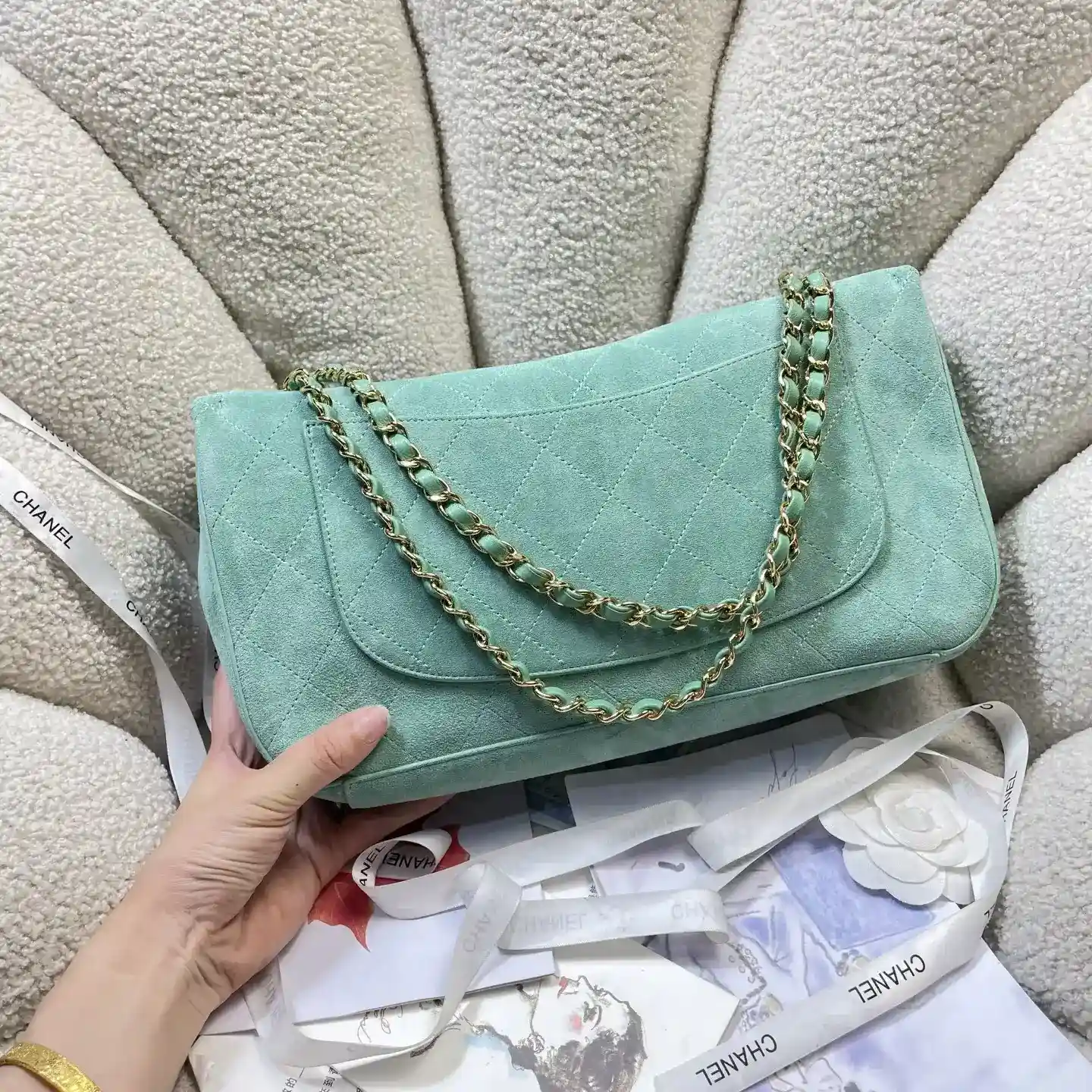 Chanel Classic Flap Green Grained Leather Shoulder Bag product photo from LabelPicks
