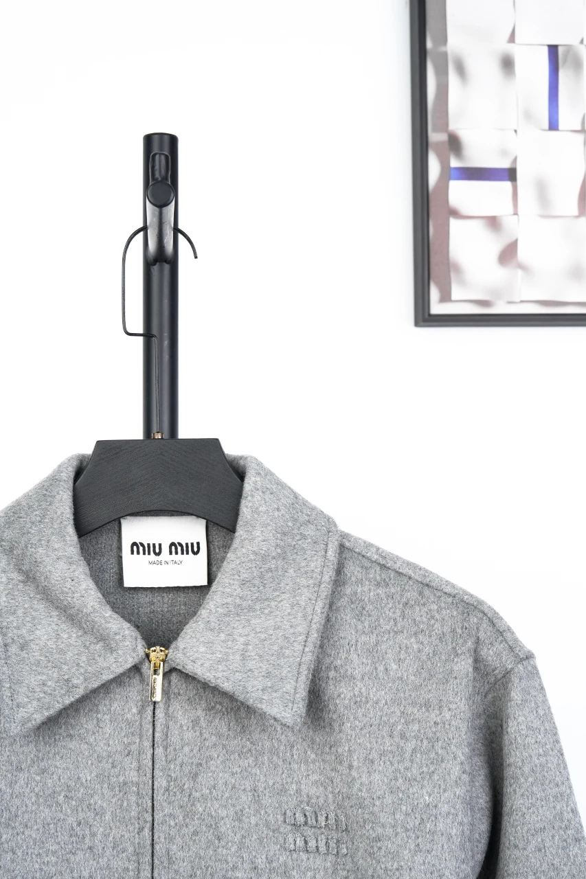 Miu Miu Grey Wool Zip Jacket product photo from LabelPicks