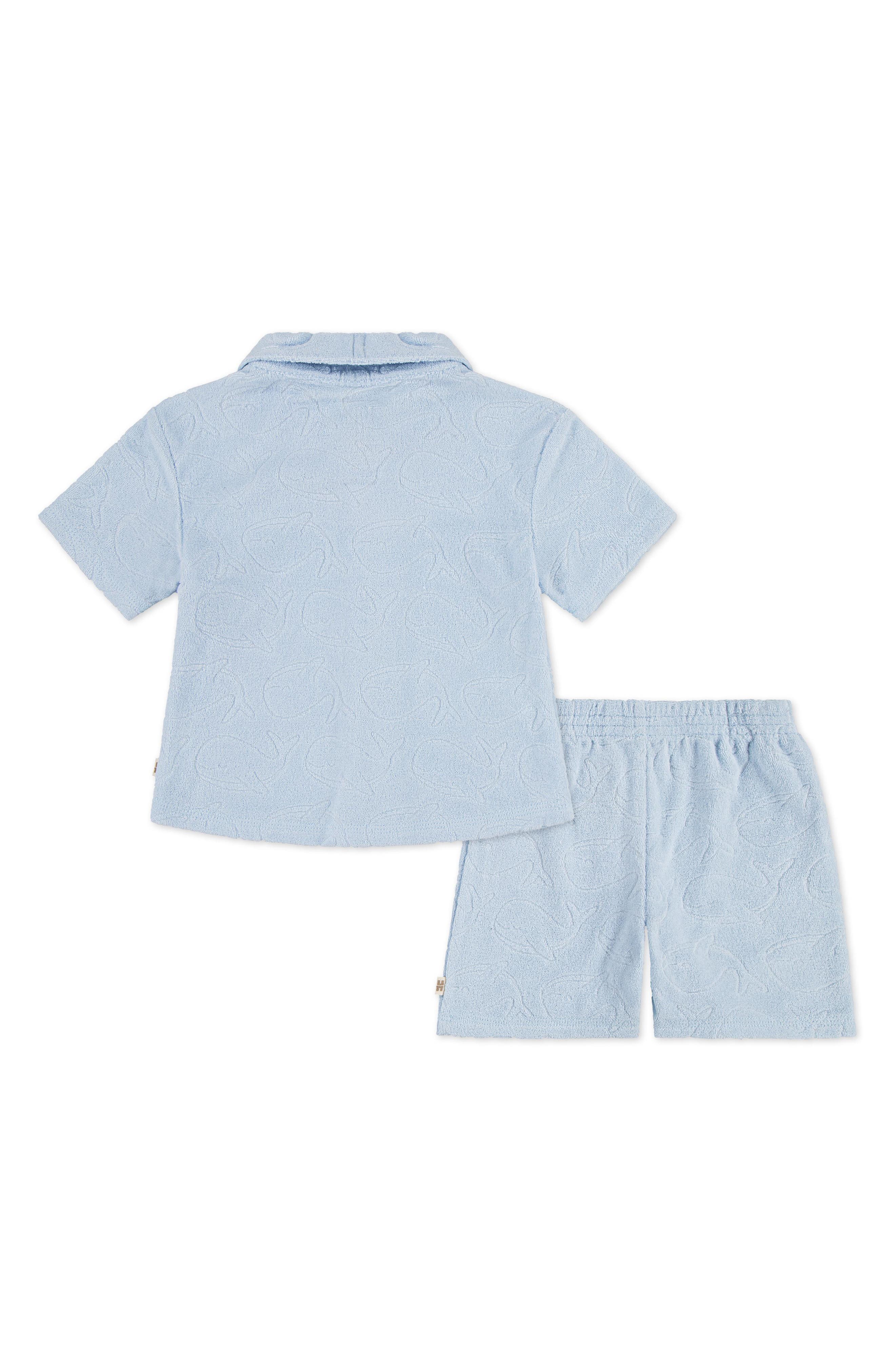 Huggies Checkered Terry Short Sleeve Button-Up Shirt & Shorts