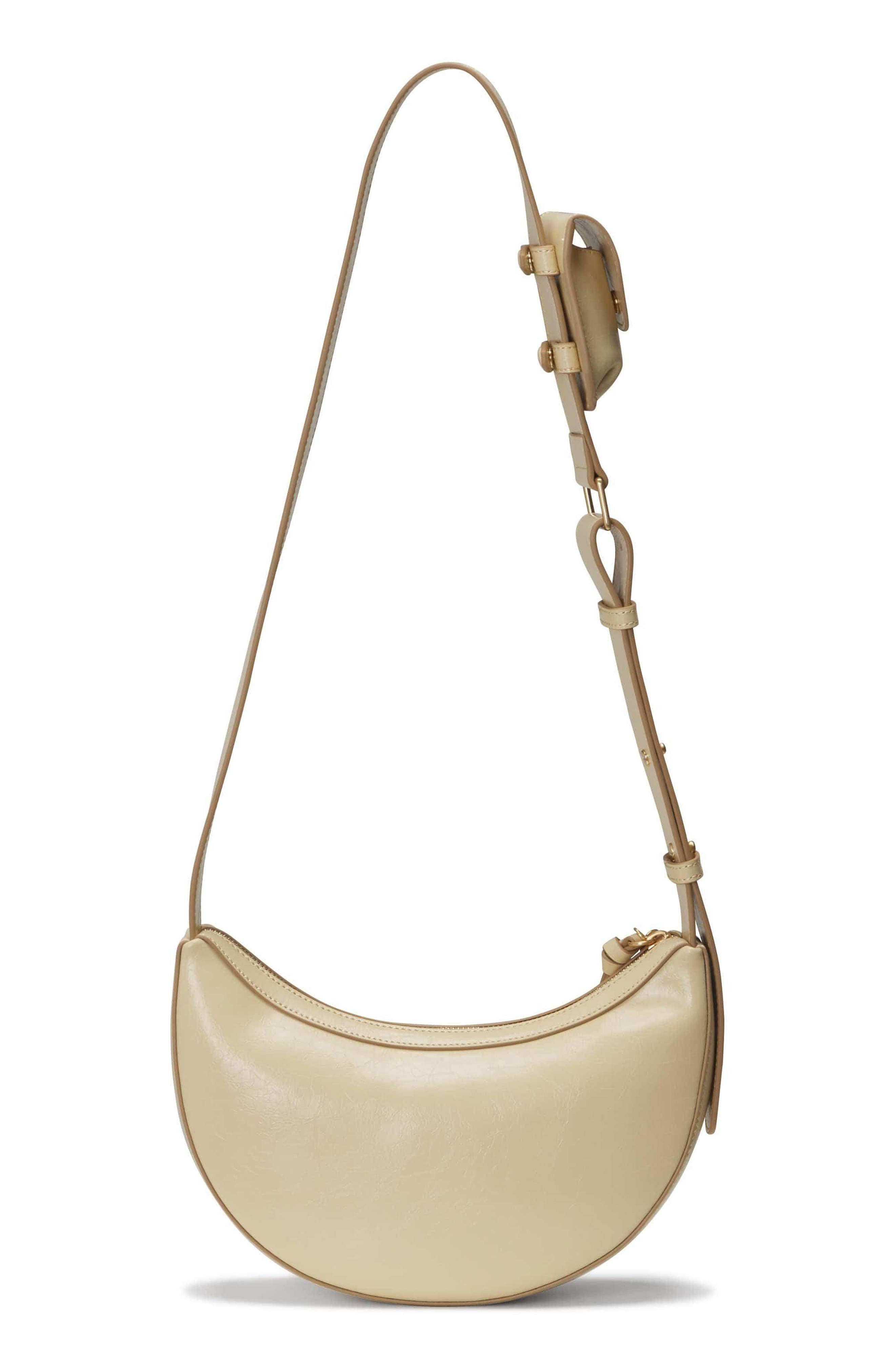 Oryany Rookie Crescent Crackled Leather Crossbody Bag