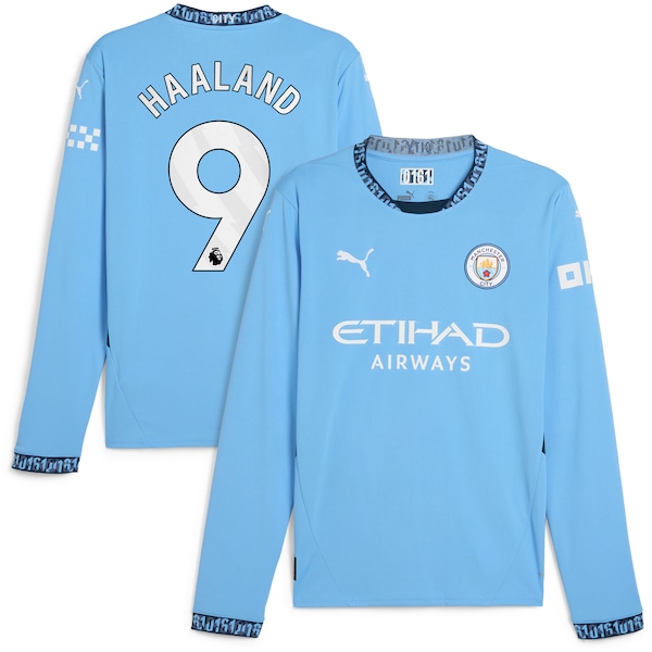 Erling Haaland Manchester City Puma 2024/25 Home Replica Long Sleeve Player Jersey - Light Blue