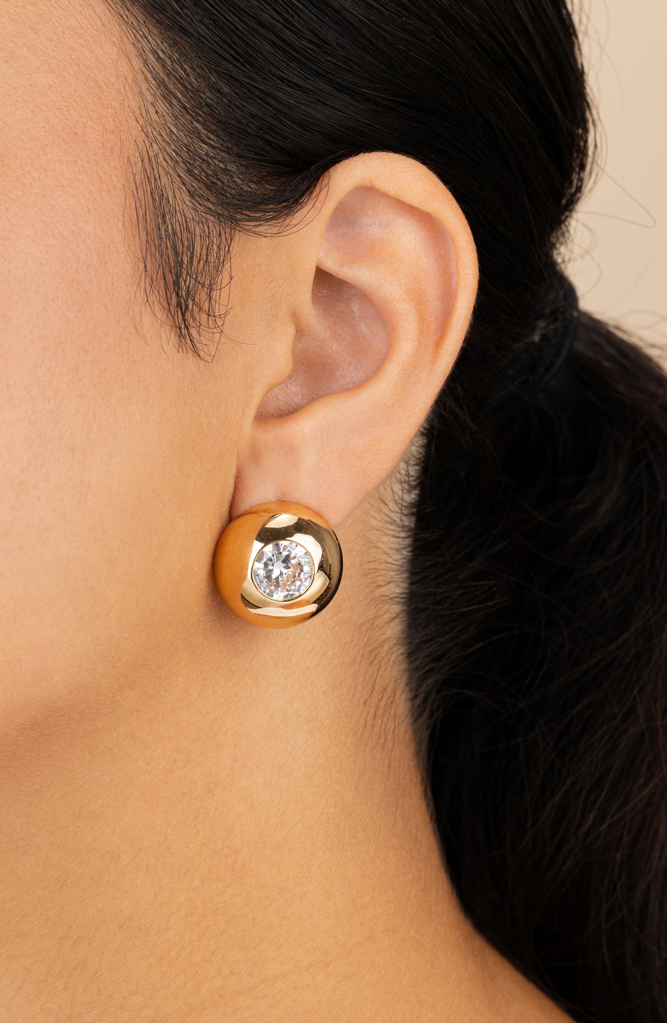 Sterling Forever Zora Cubic Zirconia Dome Stud Earrings
