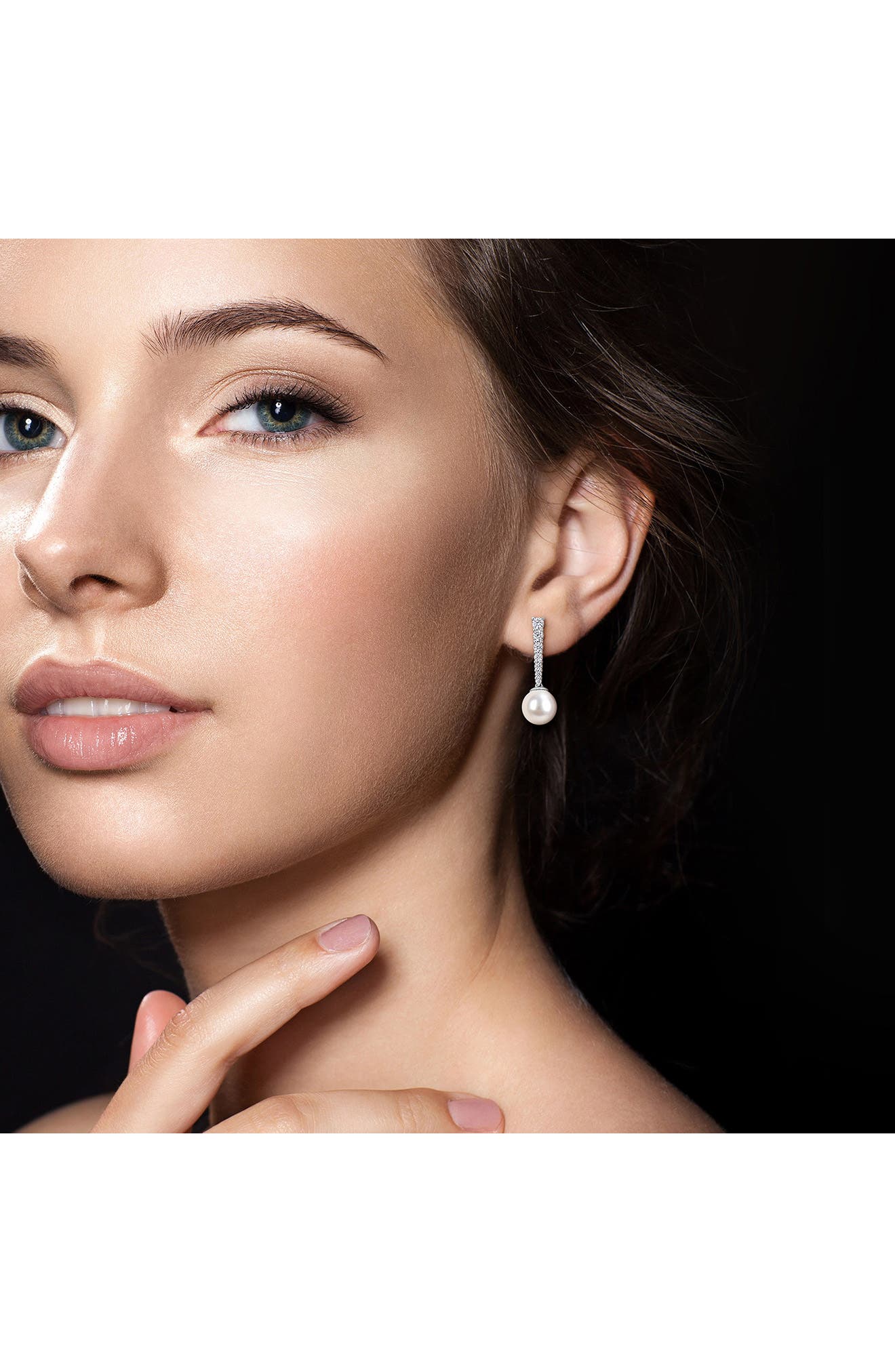 DELMAR Moissanite & Cultured Freshwater Pearl Drop Earrings