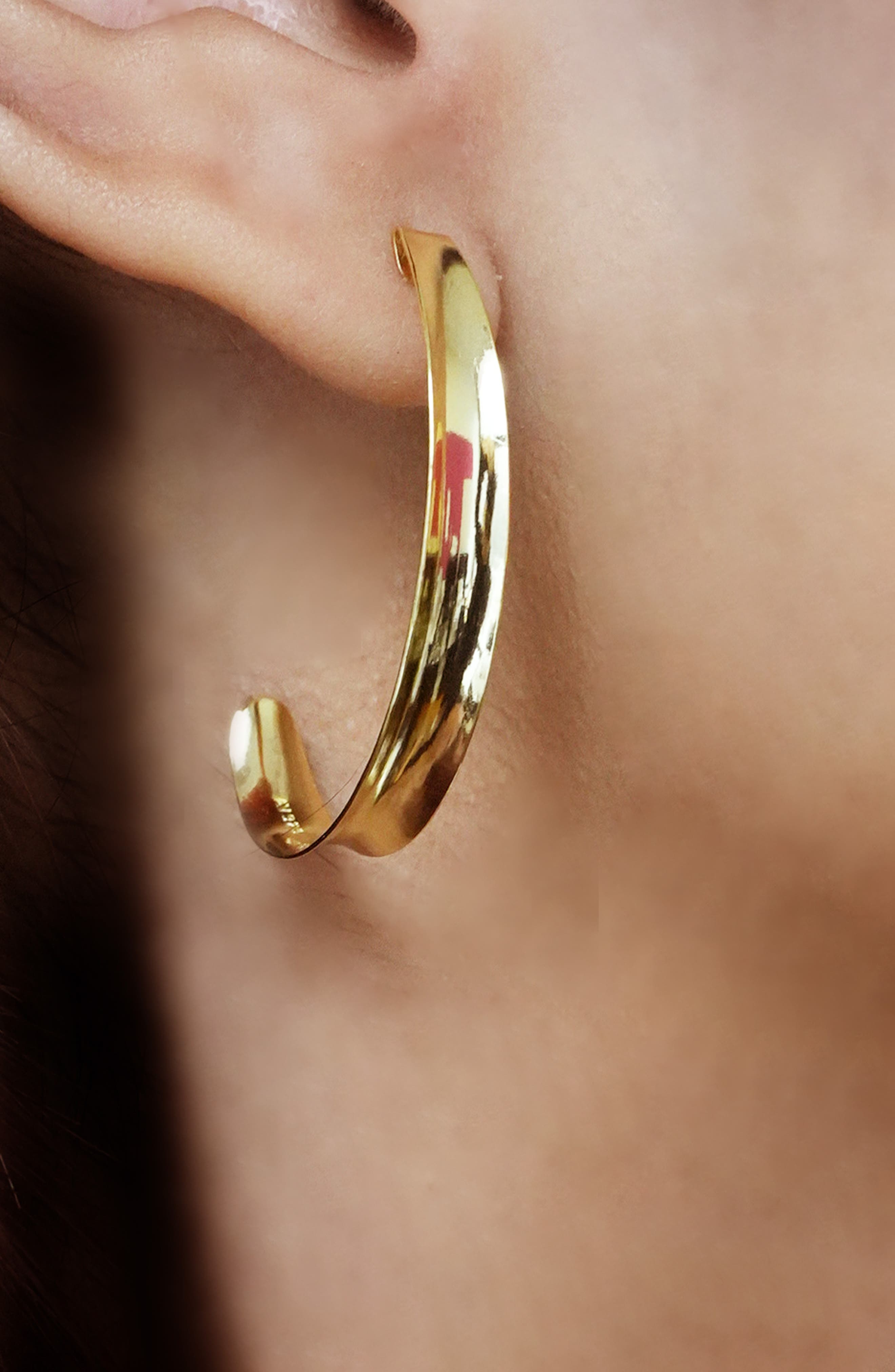 Argento Vivo Sterling Silver Thin Concave Hoop Earrings