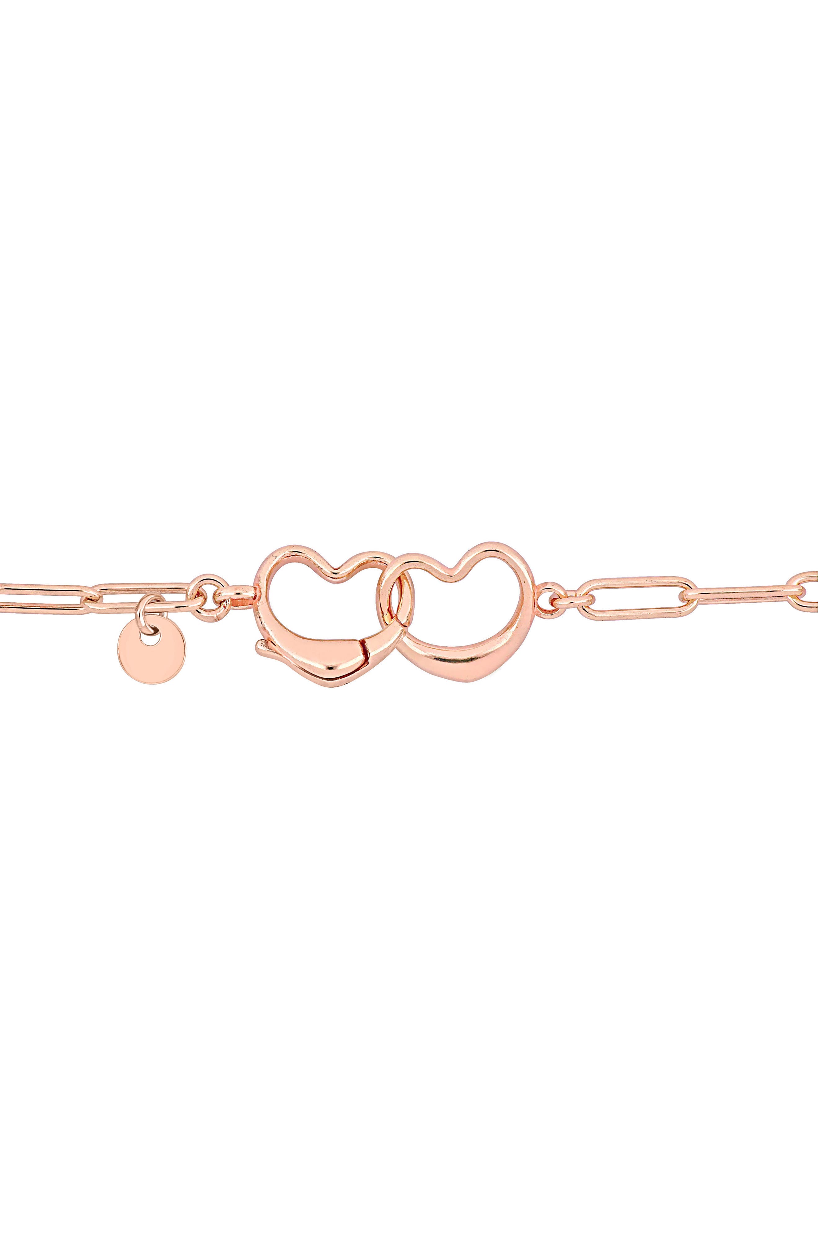 DELMAR Double Heart Paper Clip Link Chain Necklace & Anklet Set