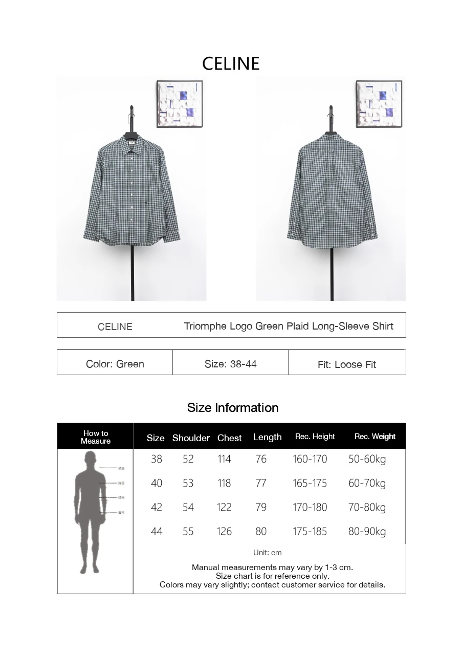 CELINE Green White Plaid Triomphe Embroidered Shirt product photo from LabelPicks