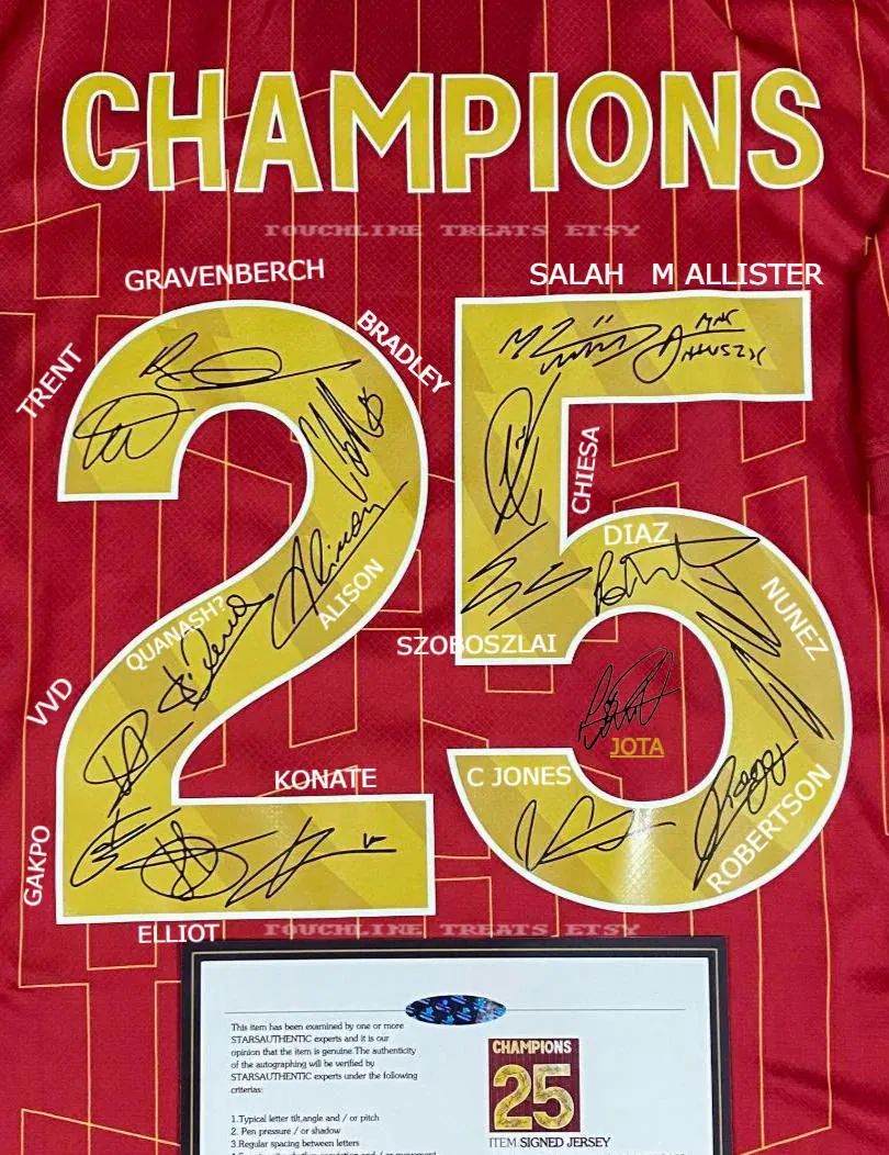 Liverpool FULL 2024 SIGNED Champions Team Squad Signature Jersey/Shirt + COA 24/25