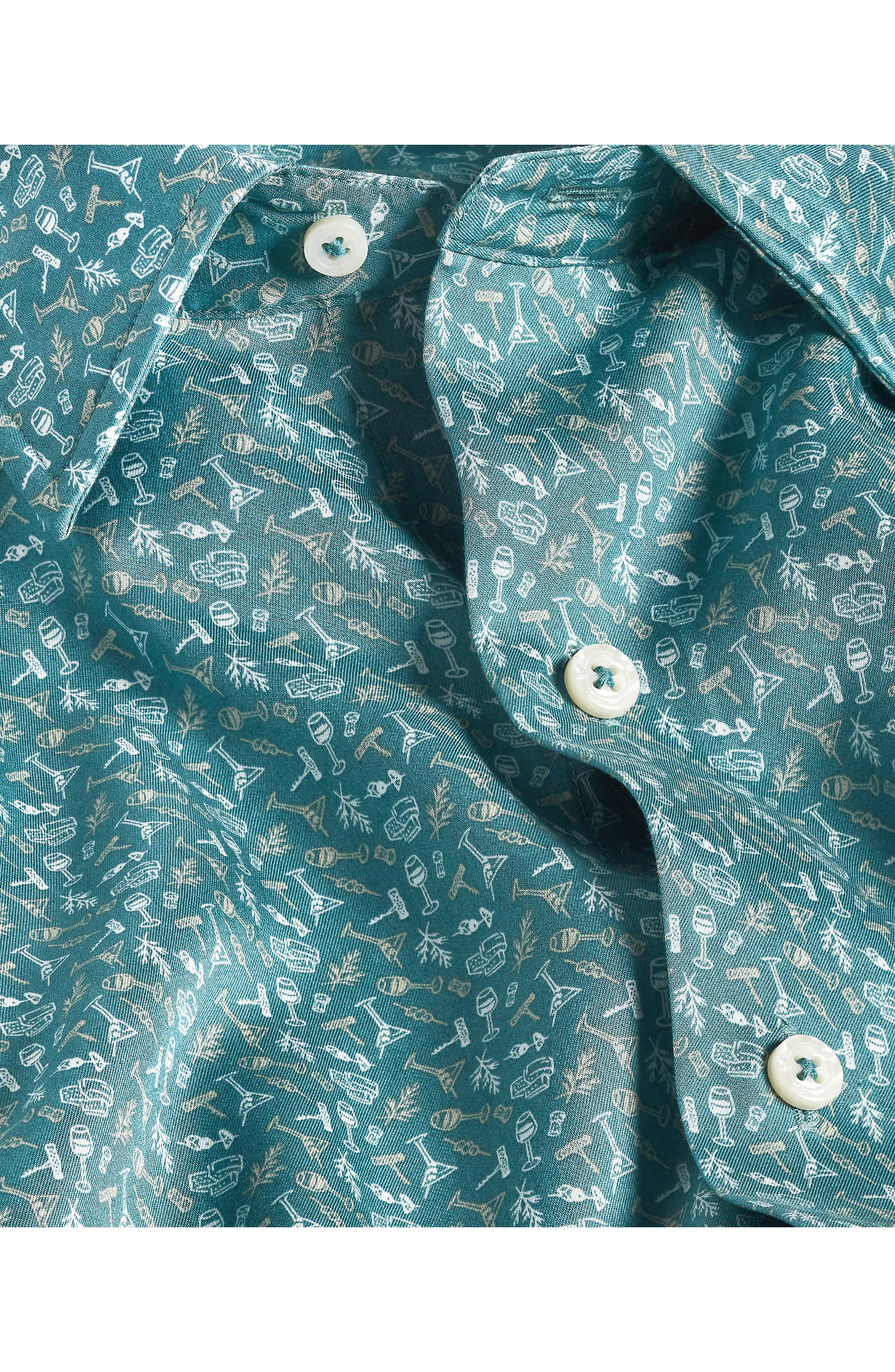 David Donahue Cocktail Print Lyocell Short Sleeve Shirt