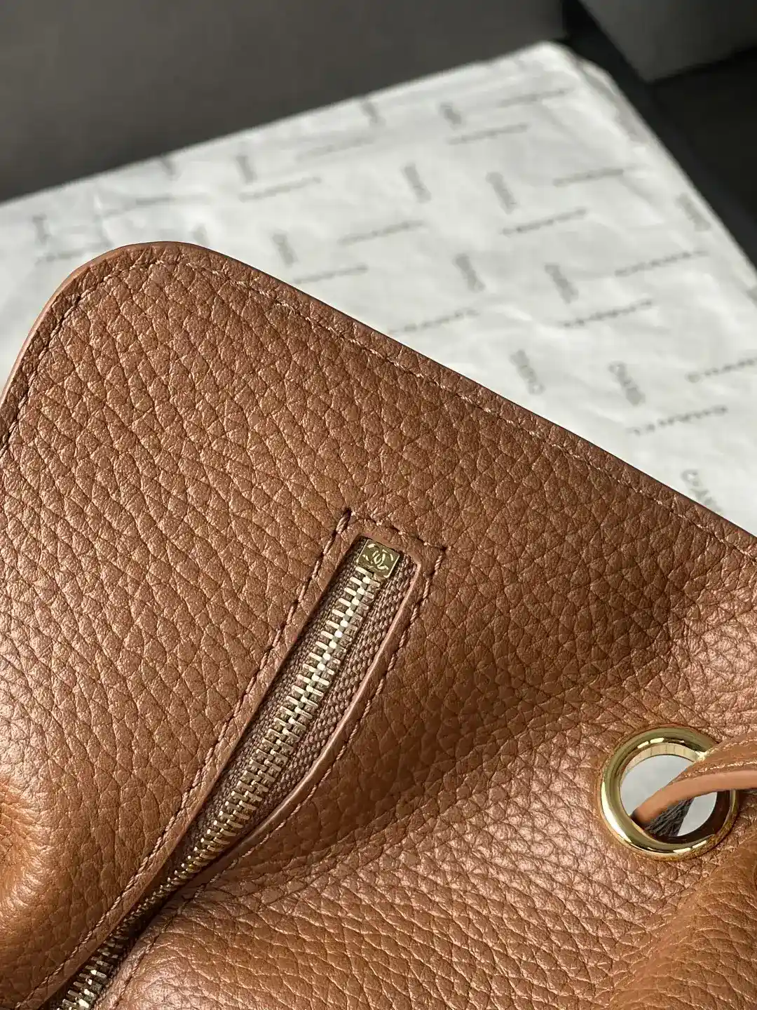 Chanel Brown Classic Flap Grained Leather Shoulder Bag product photo from LabelPicks