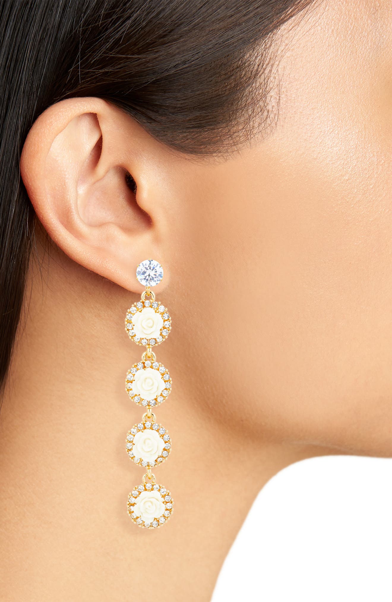 Tasha Crystal Halo Floral Drop Earrings