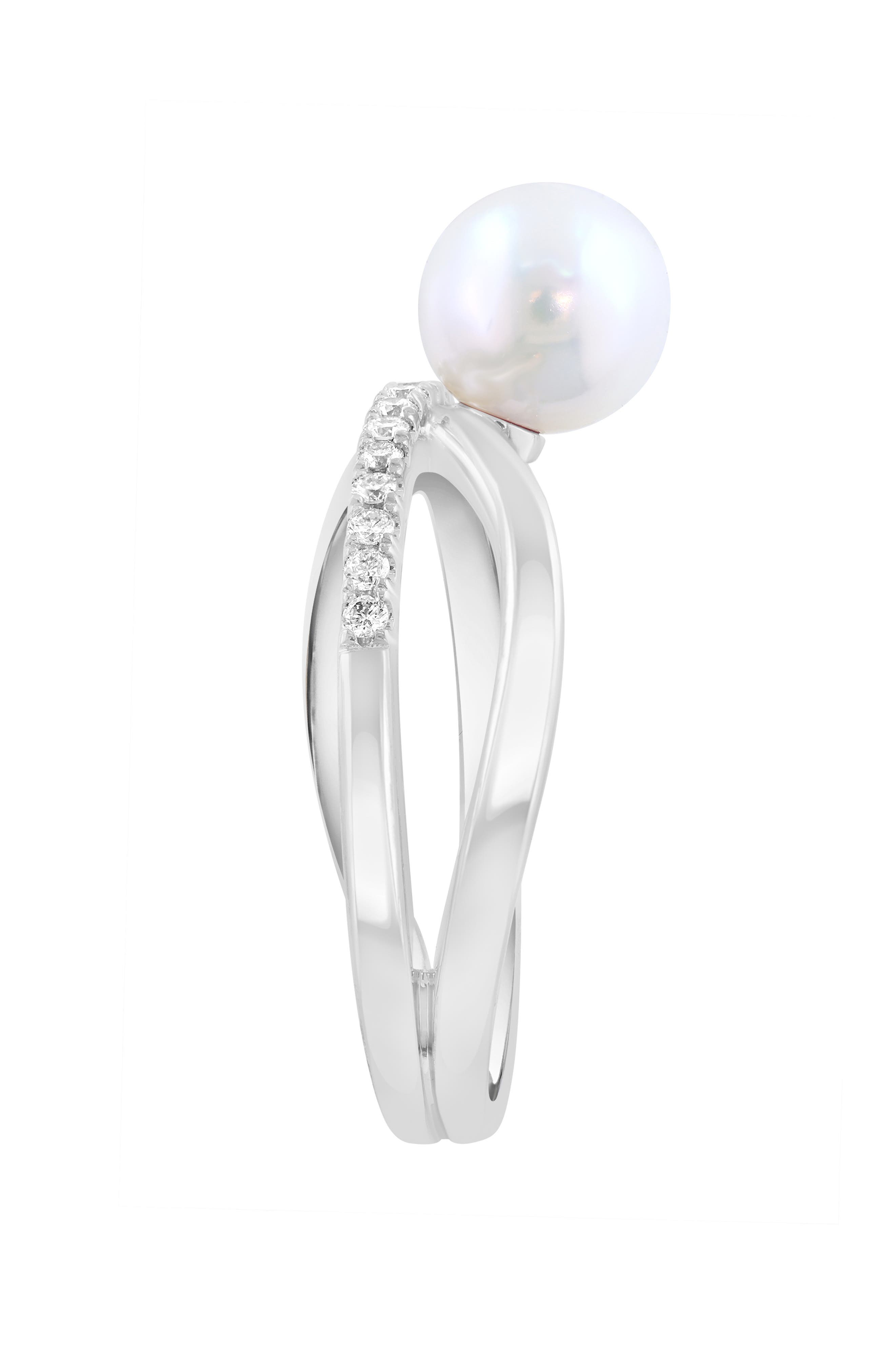 EFFY Sterling Silver Freshwater Pearl & Diamond Ring