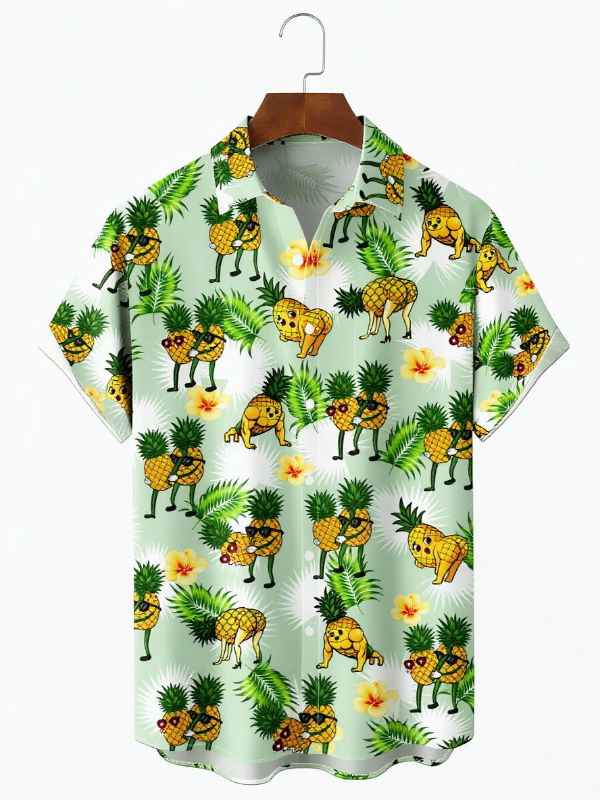 Men's printed shirts Tropical Plant Print Chest Pocket Hawaiian Shirt