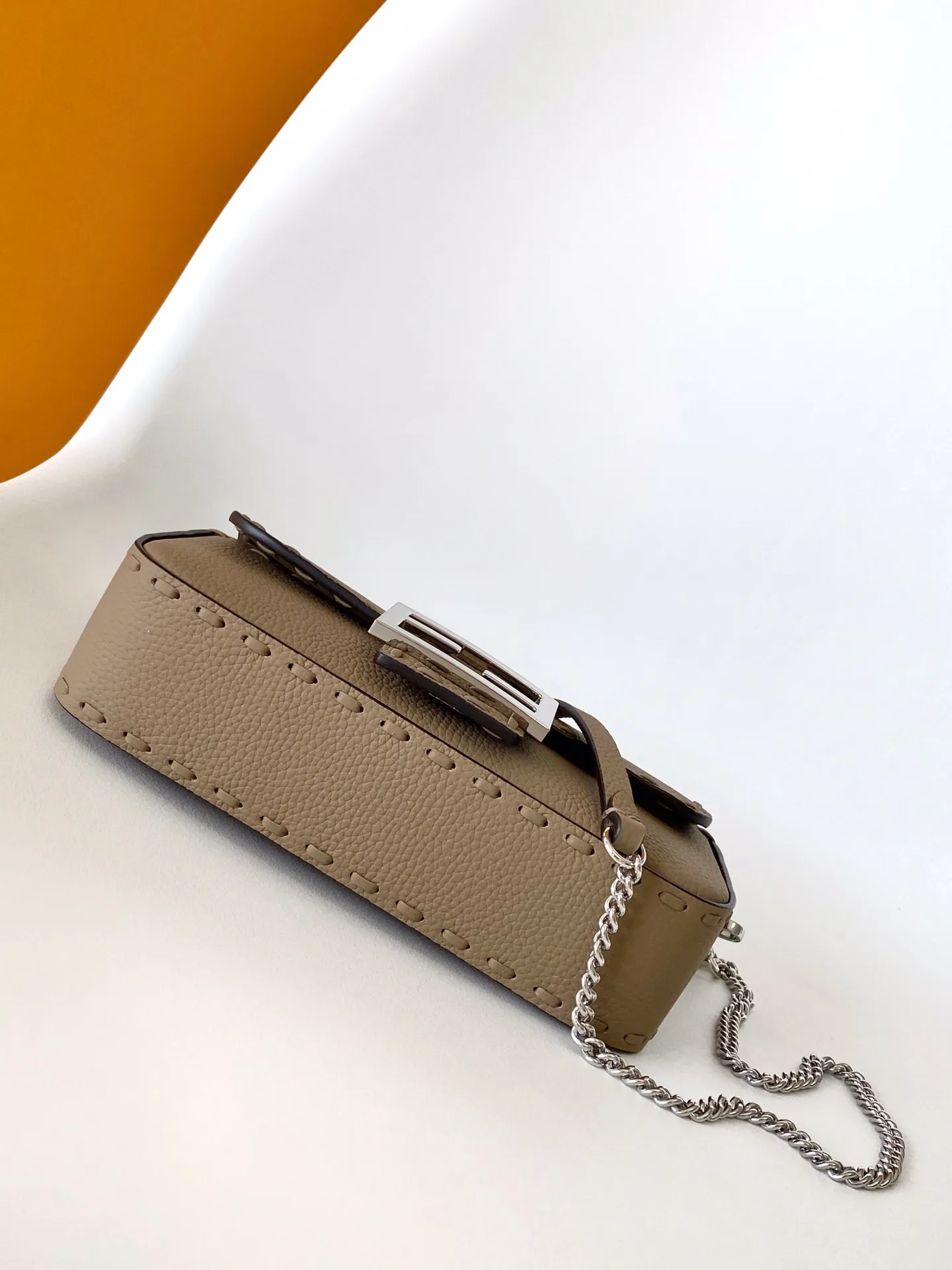 Fendi Baguette Grey Grained Leather Shoulder Bag product photo from LabelPicks