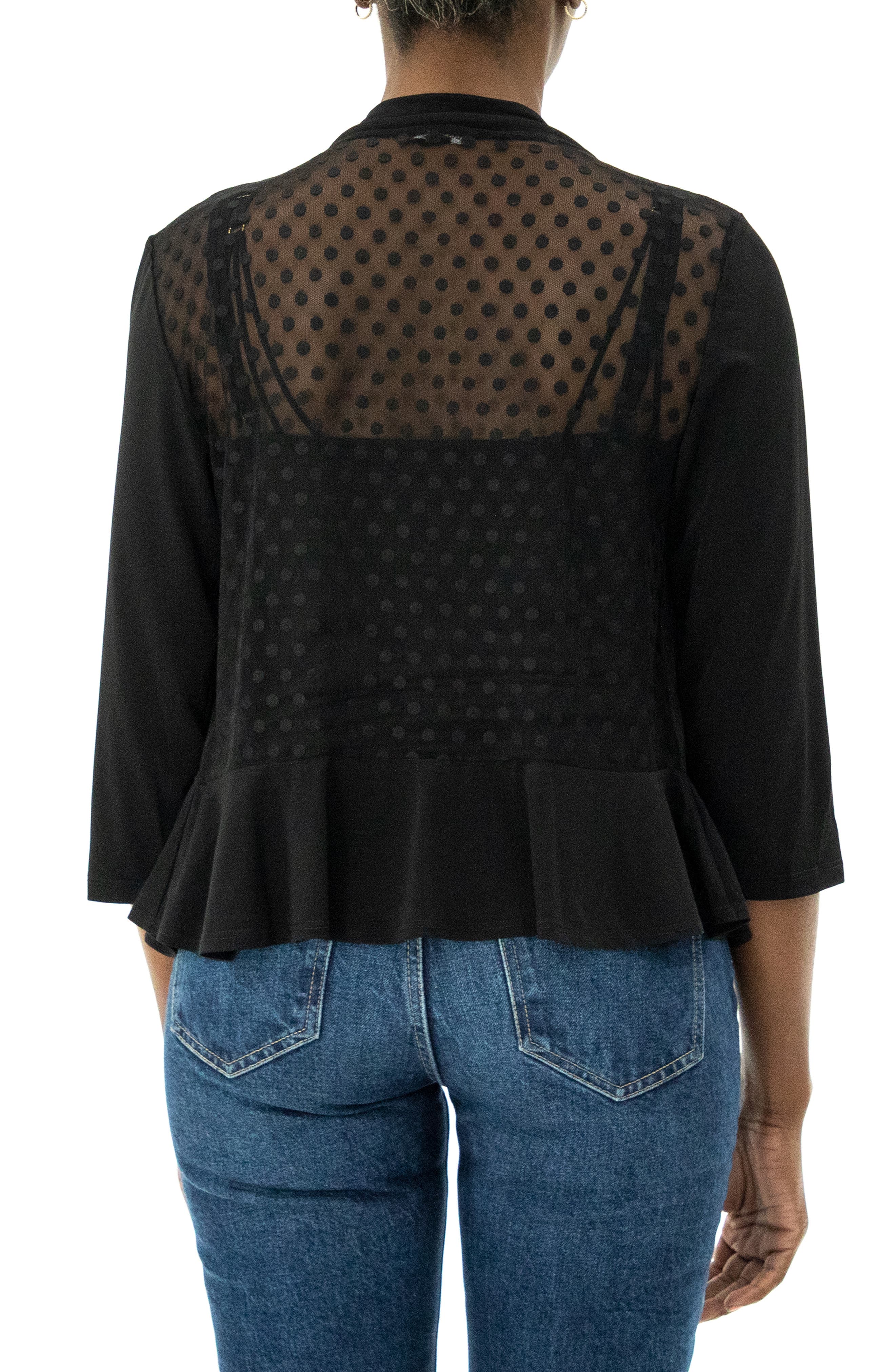 Nina Leonard Mesh Dot Bolero Cardigan