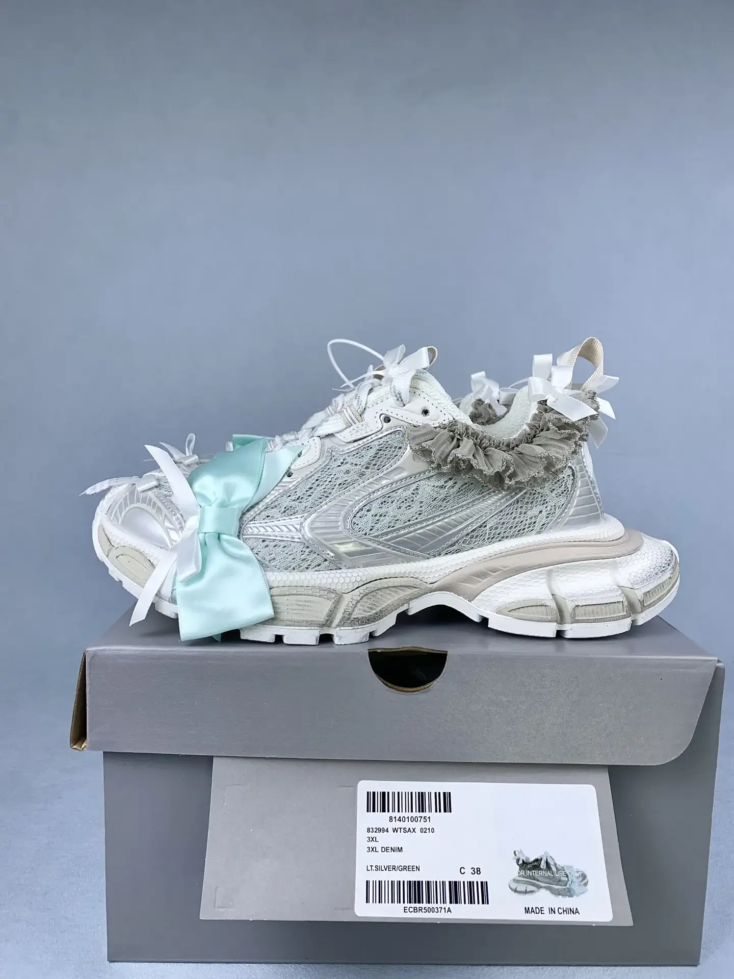 3XL Lace Sneaker in Taupe/White/Light Blue product photo from LabelPicks