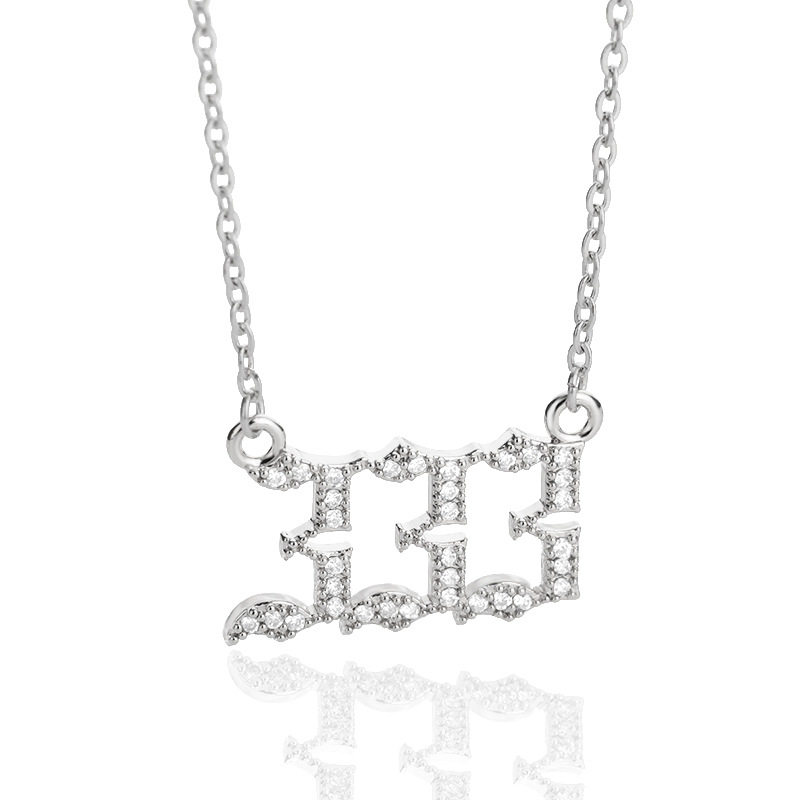 111-999 Angel Number Necklace with Bling Zirconia
