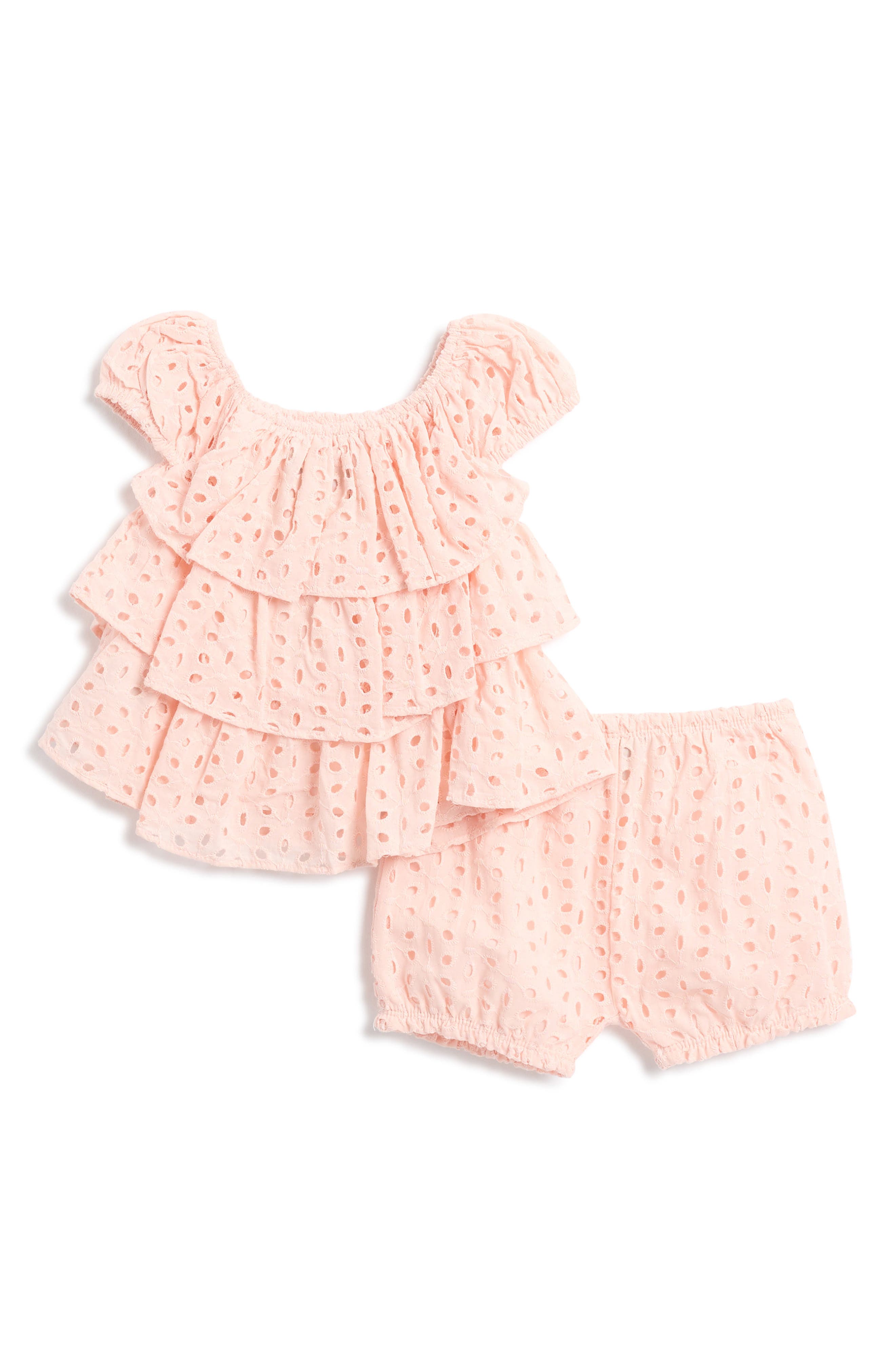 7 For All Mankind Eyelet Ruffle Tunic & Shorts Set