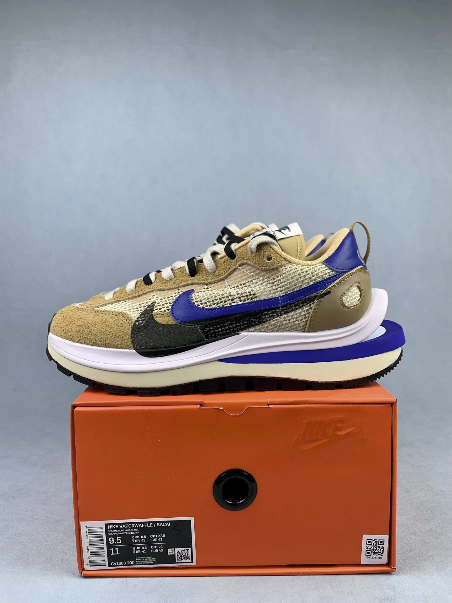 sacai x Nike VaporWaffle “Sesame and Blue Void” Shoes product photo from LabelPicks
