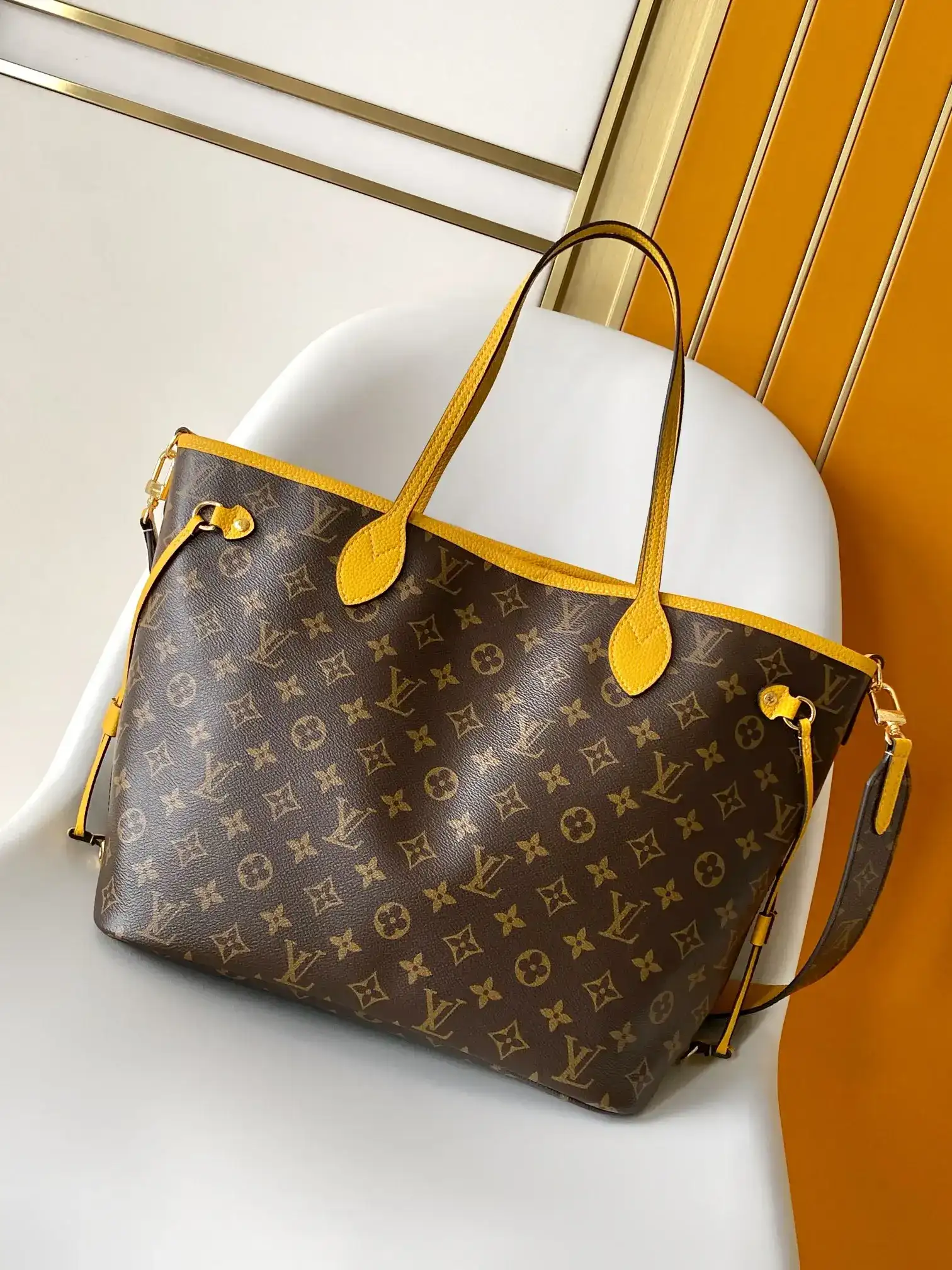 Louis Vuitton Neverfull Yellow Monogram Canvas Tote Bag product photo from LabelPicks