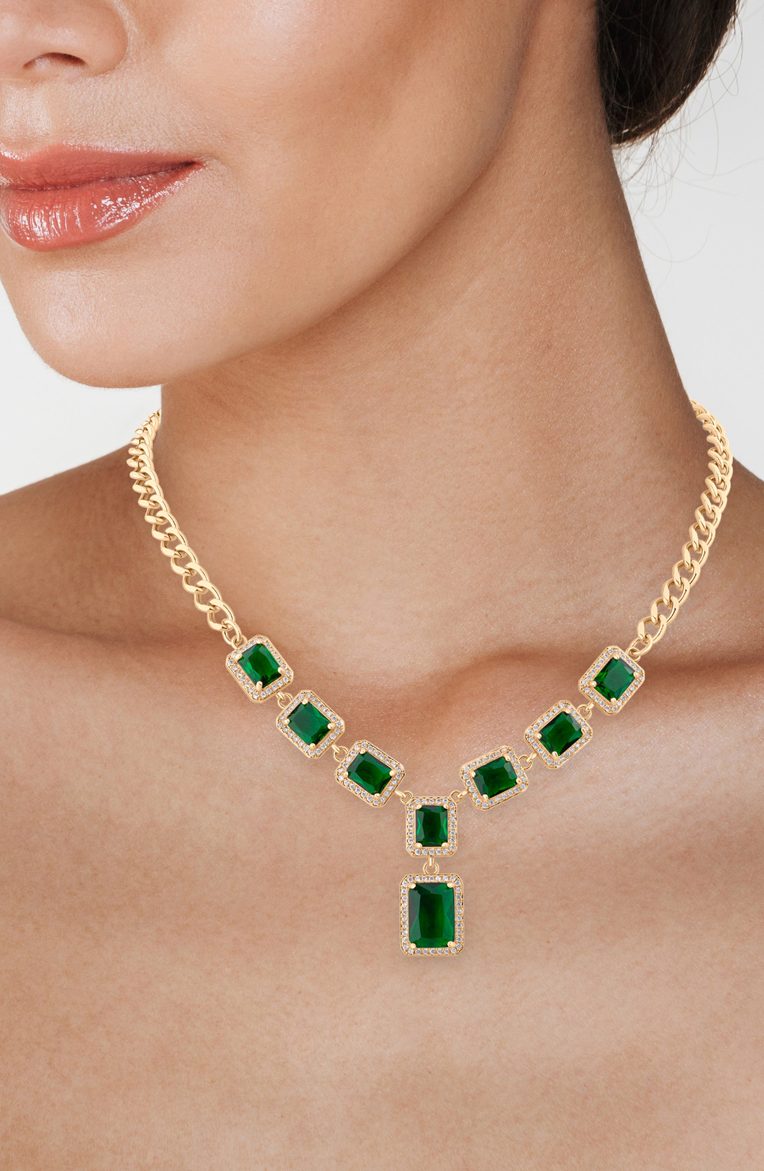 JARDIN Crystal Halo Frontal Y-Necklace (Nordstrom Exclusive)