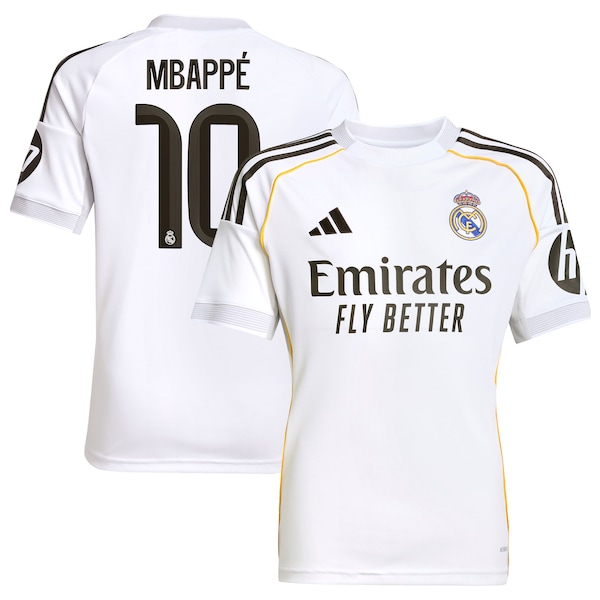 Kylian Mbappé Los Merengues adidas Youth 2025/26 Home Replica Player Jersey - White/Blue