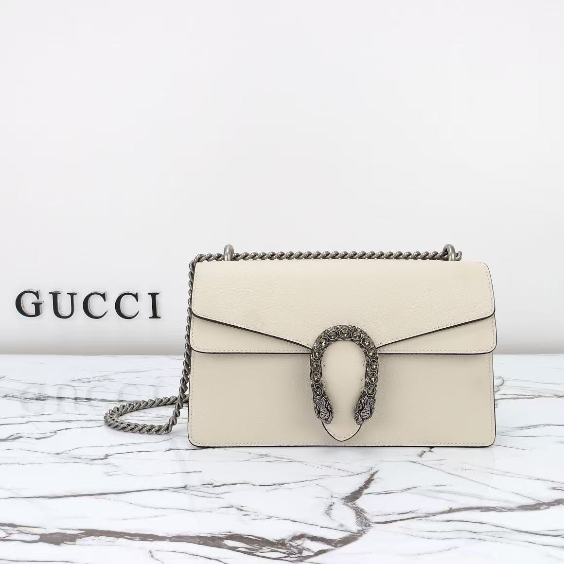 GUCCI Dionysus Tiger Head / Crystal Buckle / Calfskin / Canvas Material, Small Size, Women's/28CM