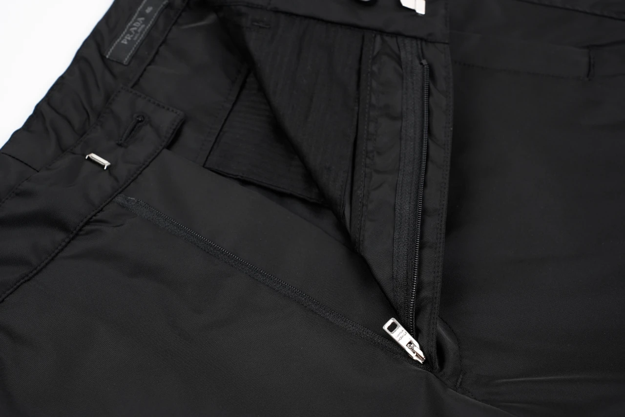 Prada Black Nylon Triangle Logo Trousers product photo from LabelPicks