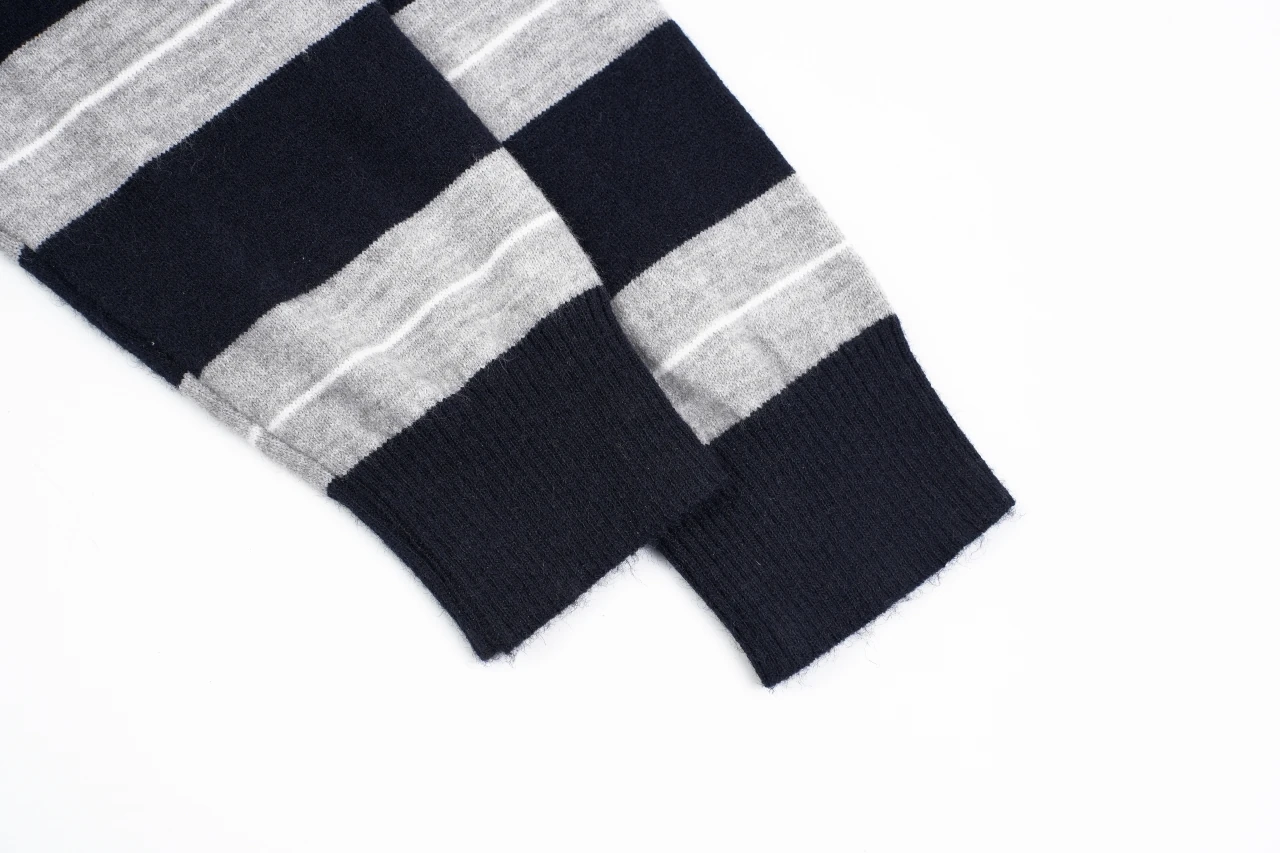 Miu Miu Navy White Stripe Logo Half Zip Sweater product photo from LabelPicks