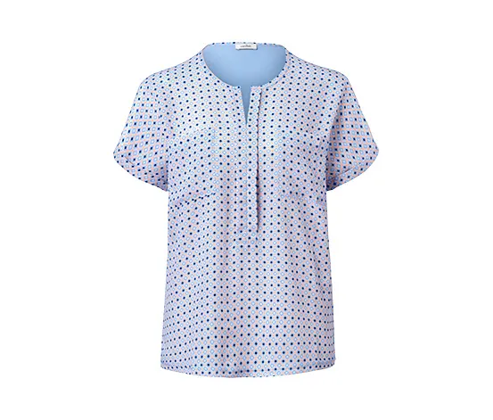 Blusenshirt im Materialmix, mit Alloverprint