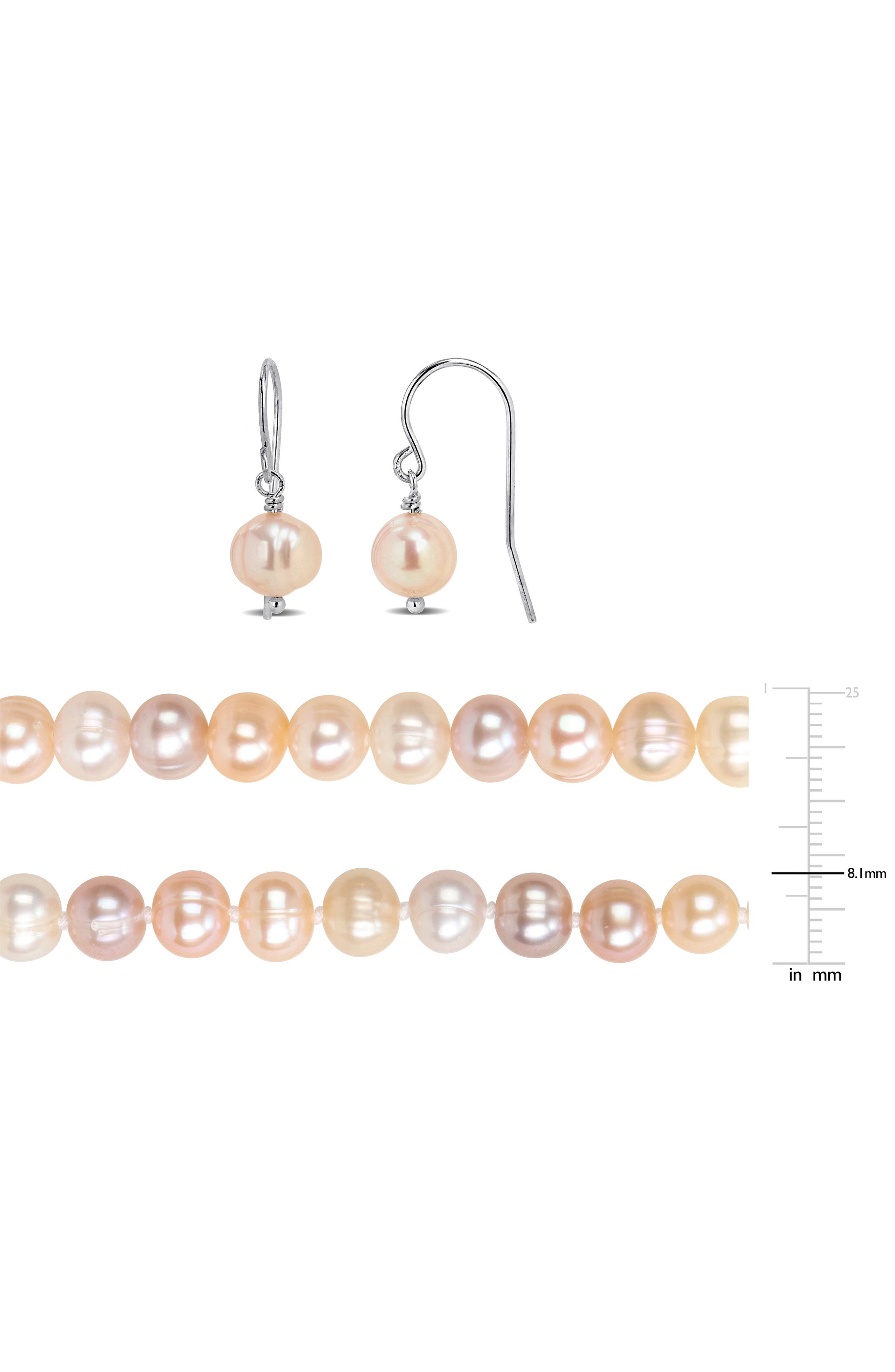 DELMAR Multicolor Cultured Freshwater Pearl Necklace, Earrings & Bracelet Set