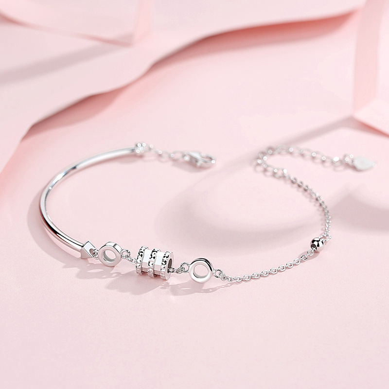 Slim waist bracelet for women, S925 sterling silver bangle, Korean-style fashionable and minimalist jewelry, niche and luxurious, ins-style forest-themed bracelet