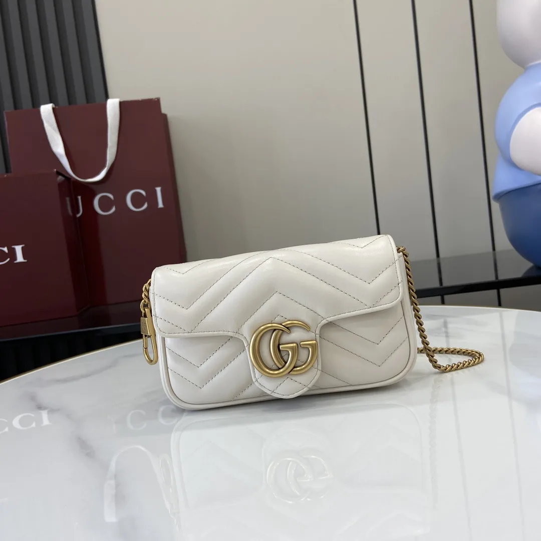 Gucci Marmont White GG Supreme Canvas Shoulder Bag product photo from LabelPicks
