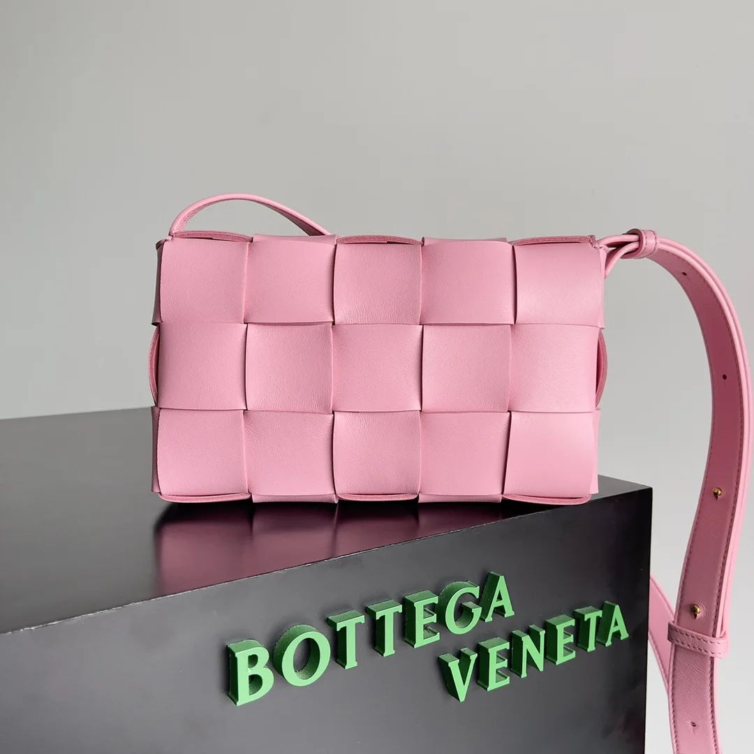 Bottega Veneta Pink Cassette Intrecciato Woven Leather Shoulder Bag product photo from LabelPicks