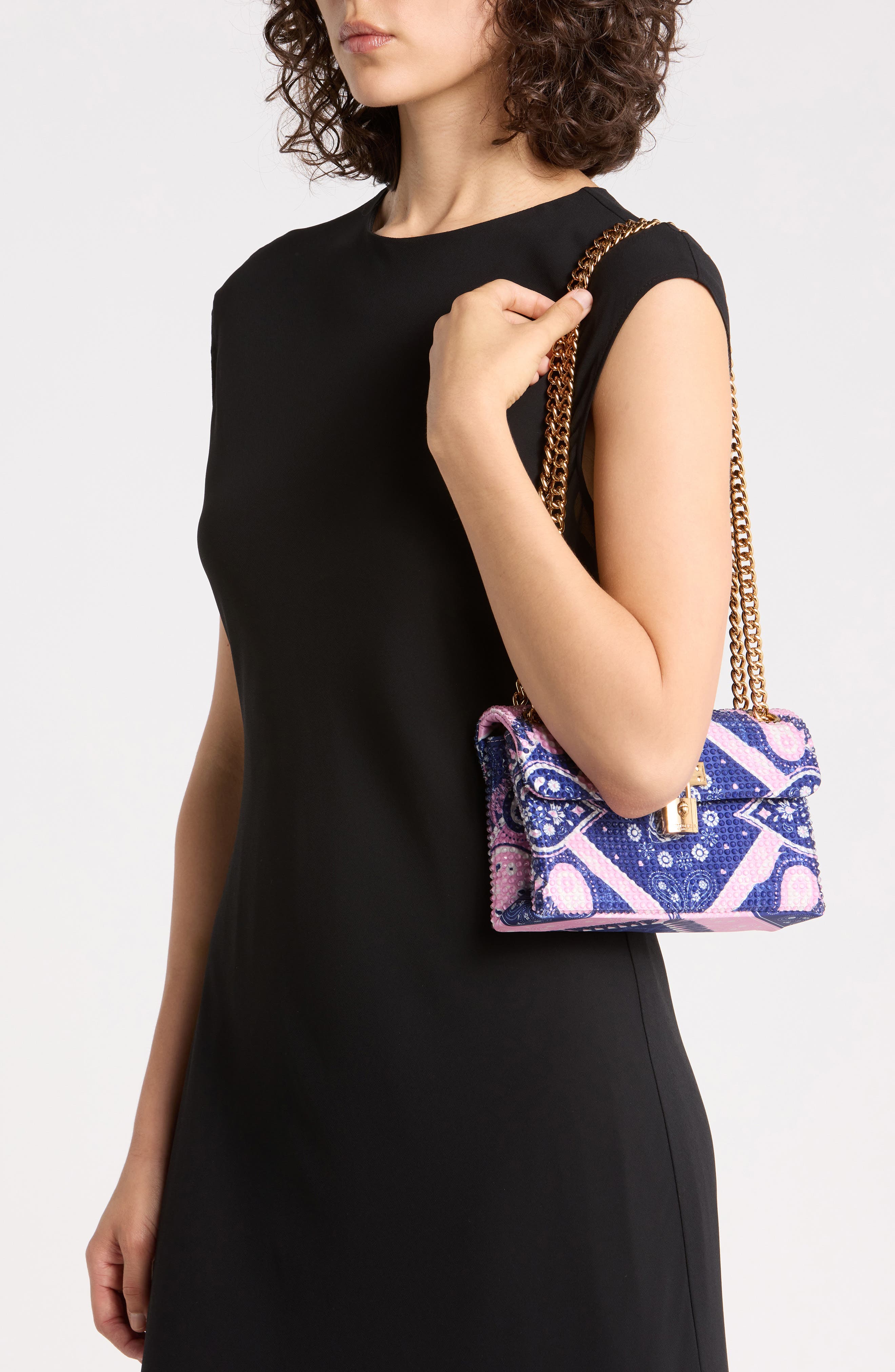 Kurt Geiger London Crystal Fabric Mini Brixton Convertible Crossbody Bag