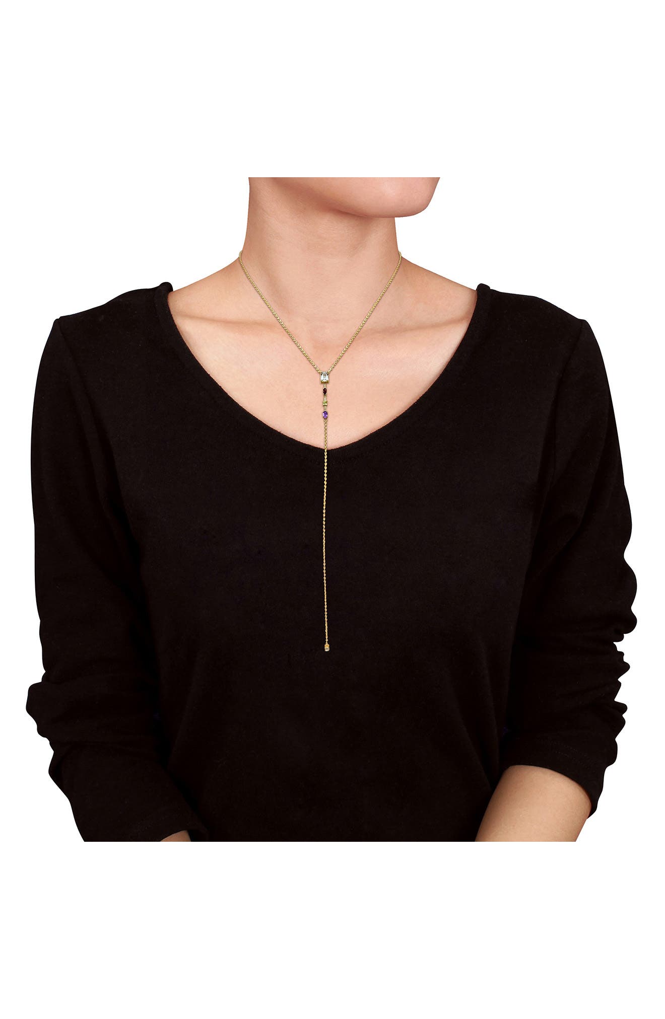 DELMAR Semiprecious Stone Lariat Necklace