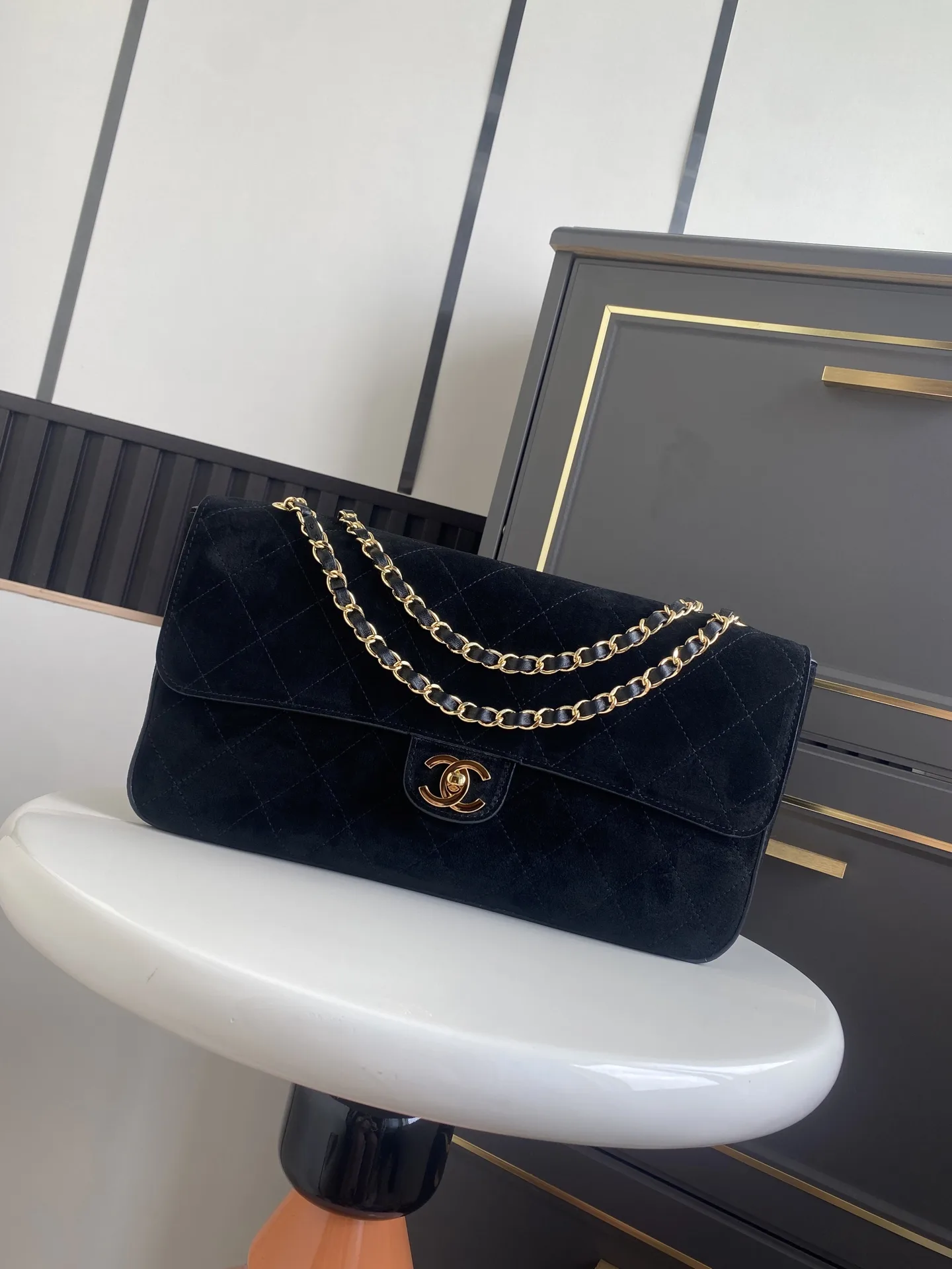 Chanel Classic Flap Beige Suede Leather Shoulder Bag product photo from LabelPicks