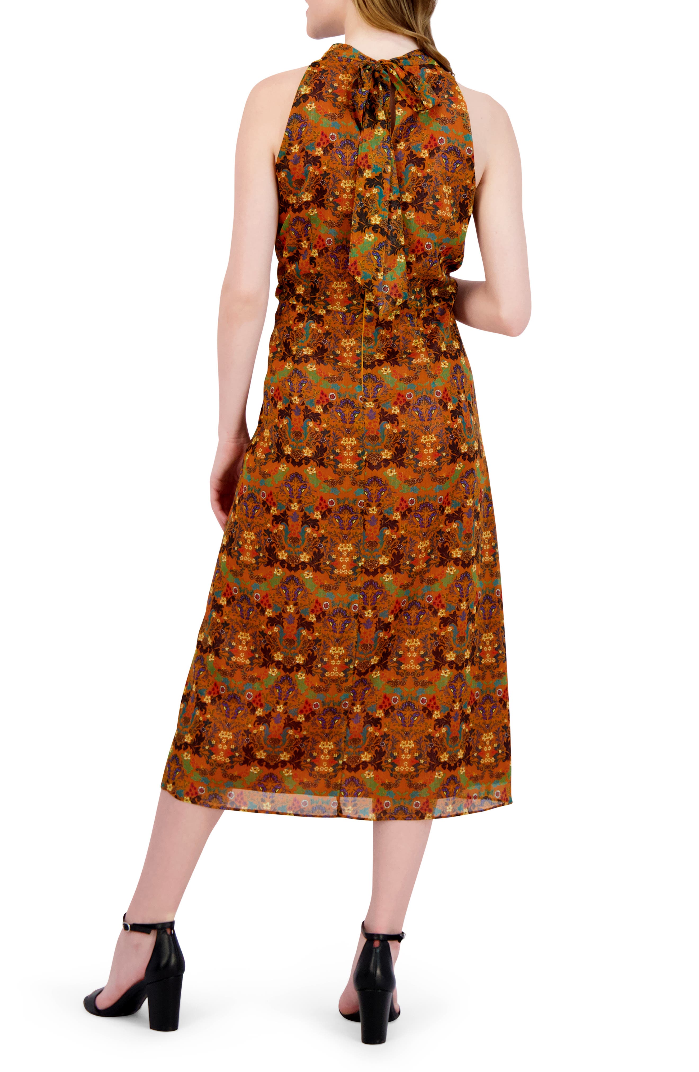 Julia Jordan Mock Neck Sleeveless Midi Dress