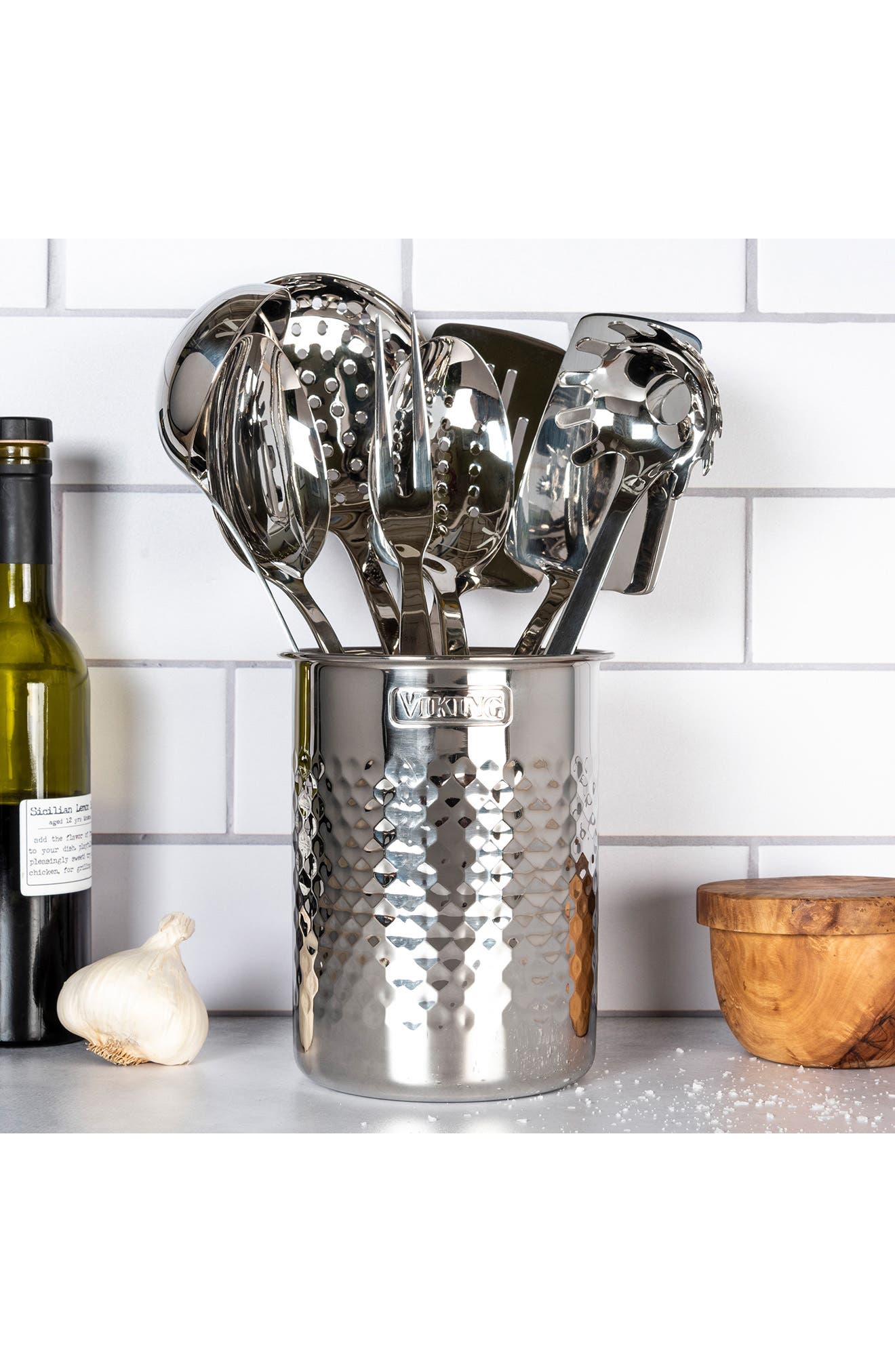Viking Hammered Stainless Steel Utensil Holder