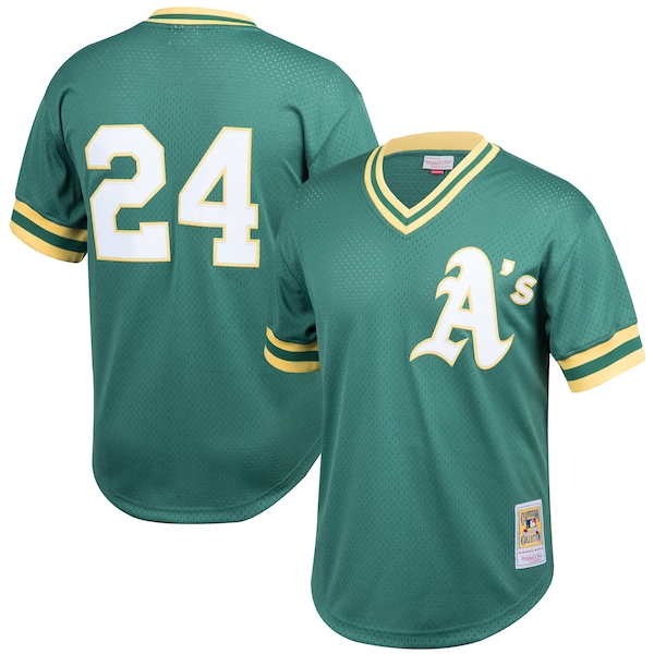 Rickey Henderson Oakland Athletics Cooperstown Collection Big & Tall Mesh Batting Practice Jersey - Green