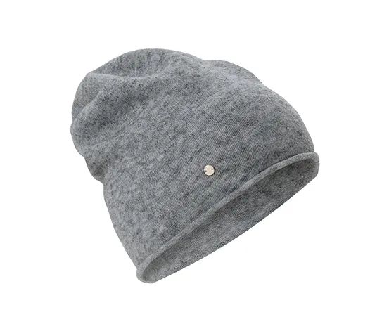 Feinstrick-Beanie, grau meliert