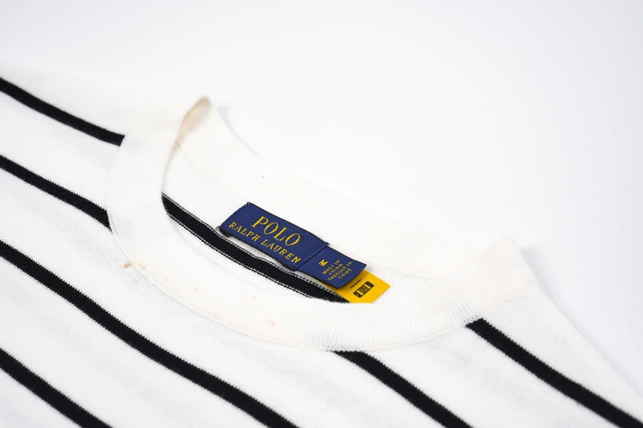 Ralph Lauren White Stripe Pony Embroidered Knit T-Shirt product photo from LabelPicks
