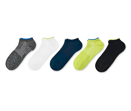 5 Paar Sport-Sneakersocken, blau, lime, grau