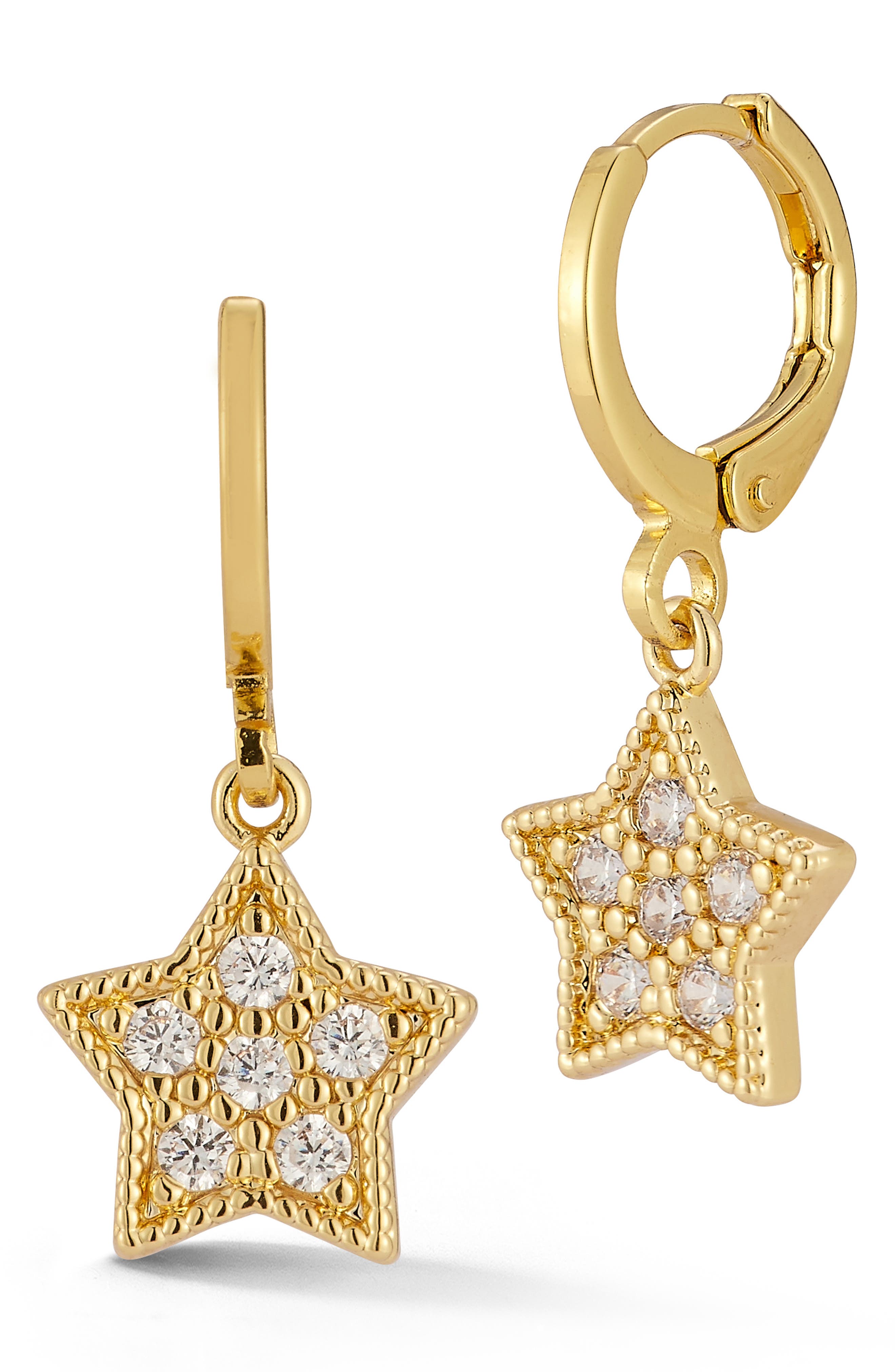 SPHERA MILANO Cubic Zirconia Drop Huggie Hoop Earrings