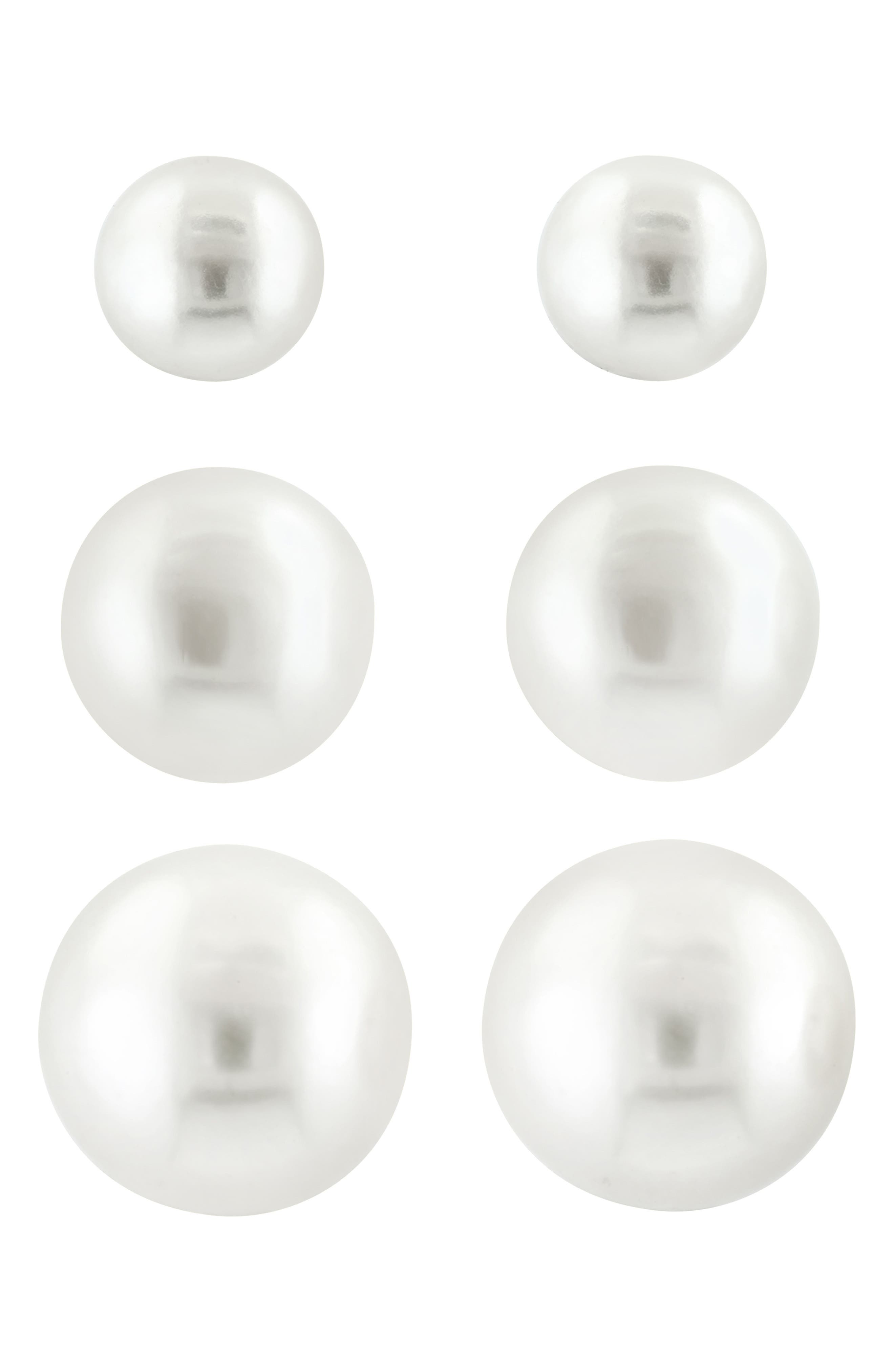 EFFY Set of 3 Pearl Earrings