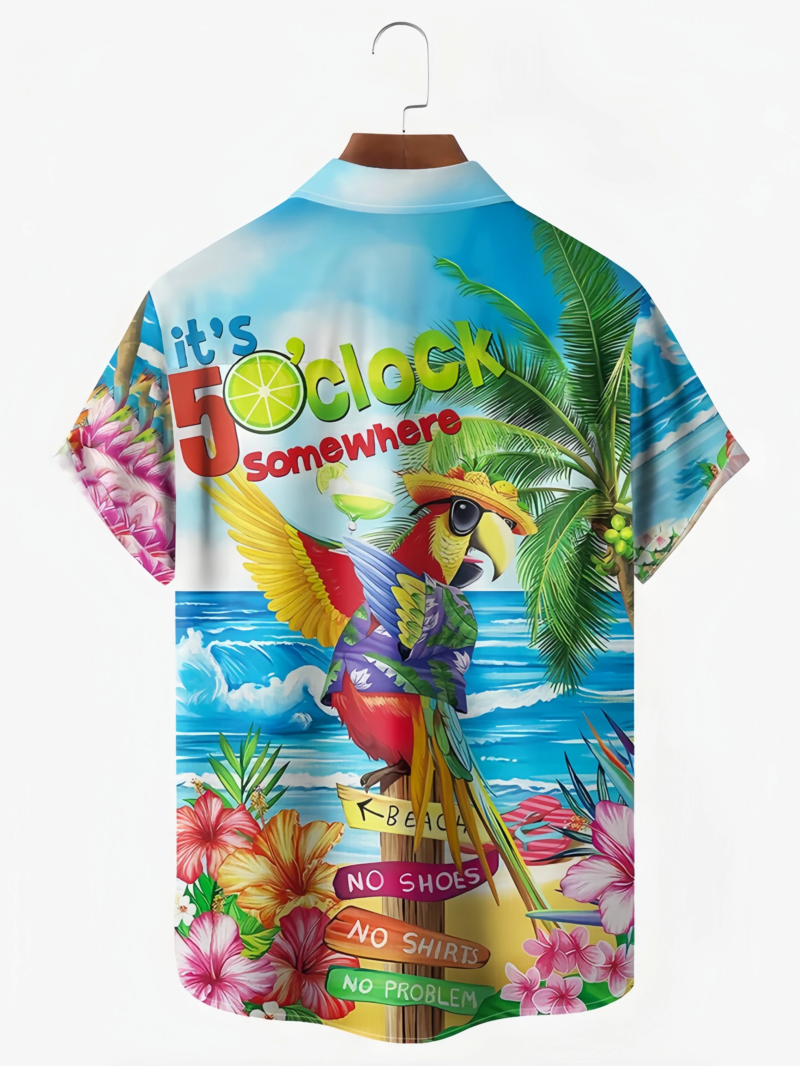 Parrot Chest Pocket Short Sleeve Hawaiian Shirt