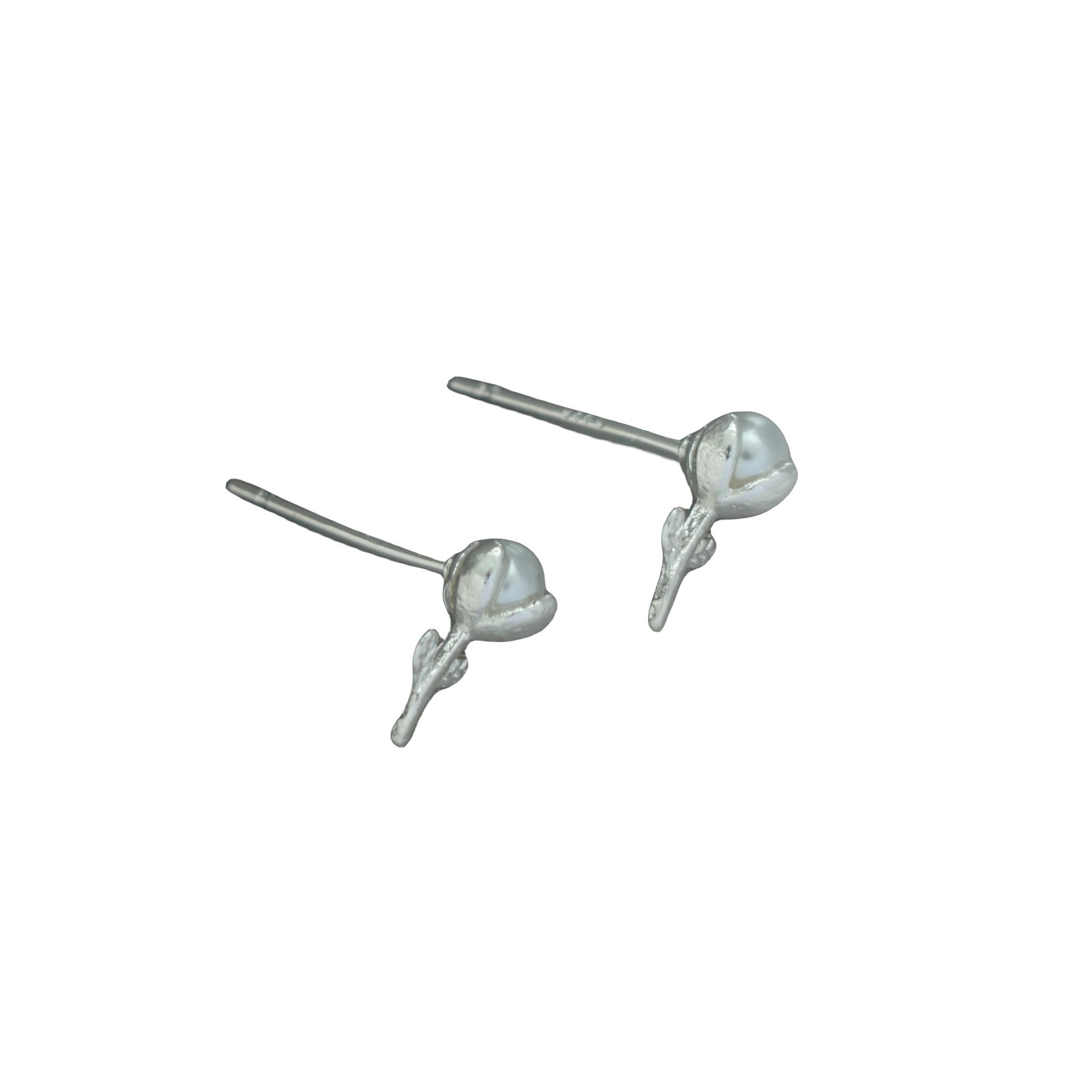 999 Sterling Silver Tulip Flower Stud Earrings