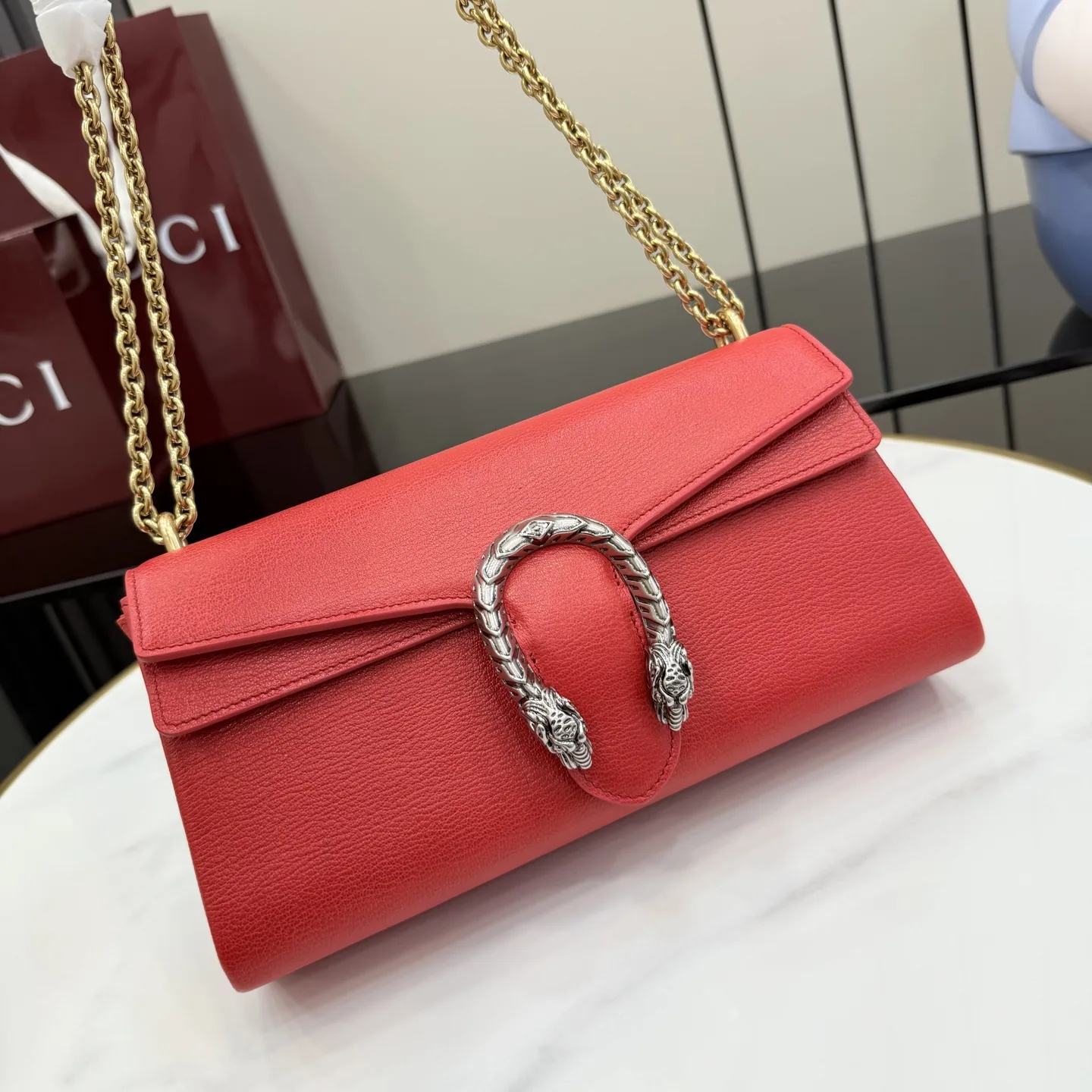 Gucci Dionysus Red Grained Leather Shoulder Bag product photo from LabelPicks