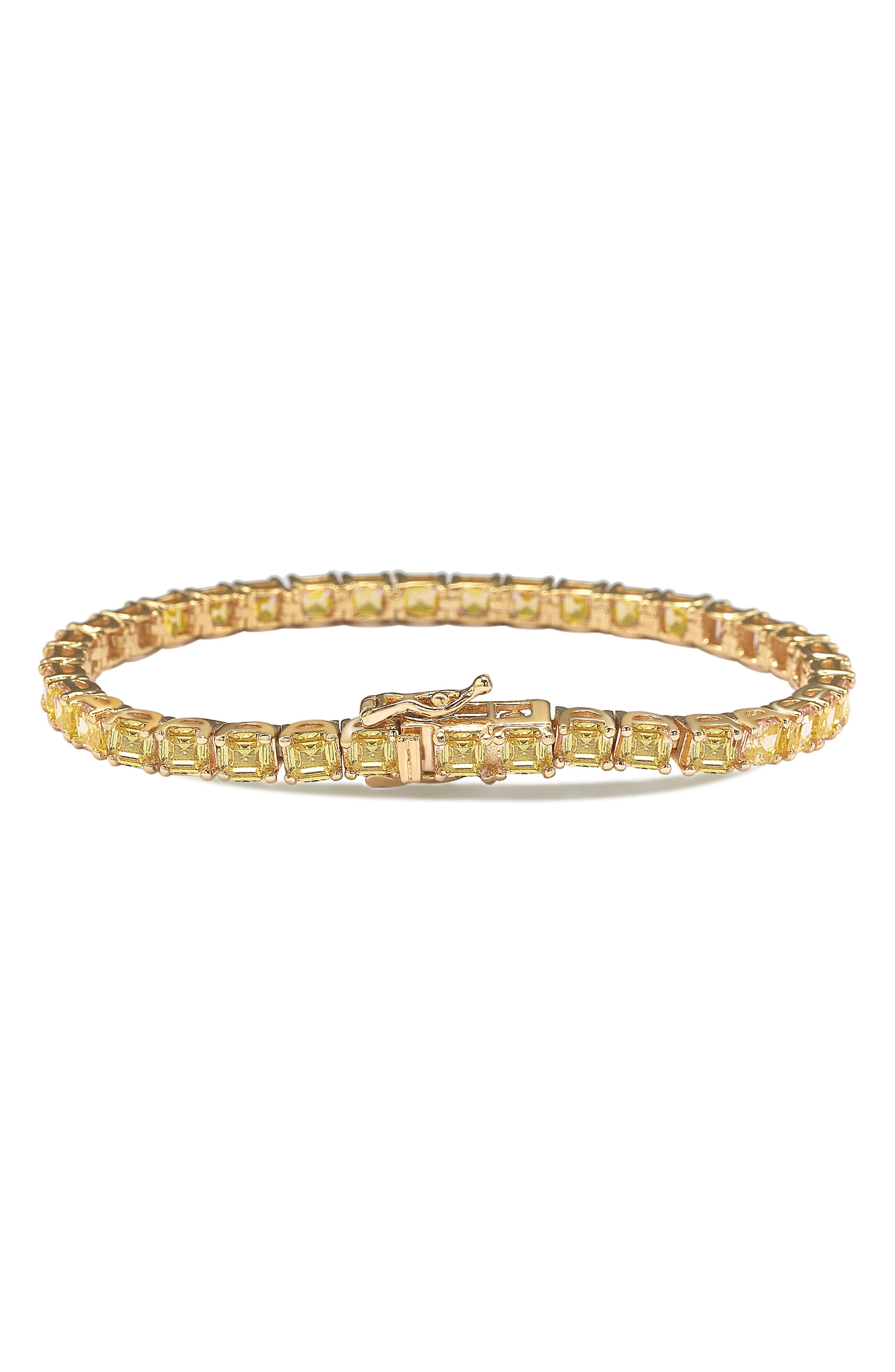 SUZY LEVIAN Asscher Cut Yellow Cubic Zirconia Tennis Bracelet
