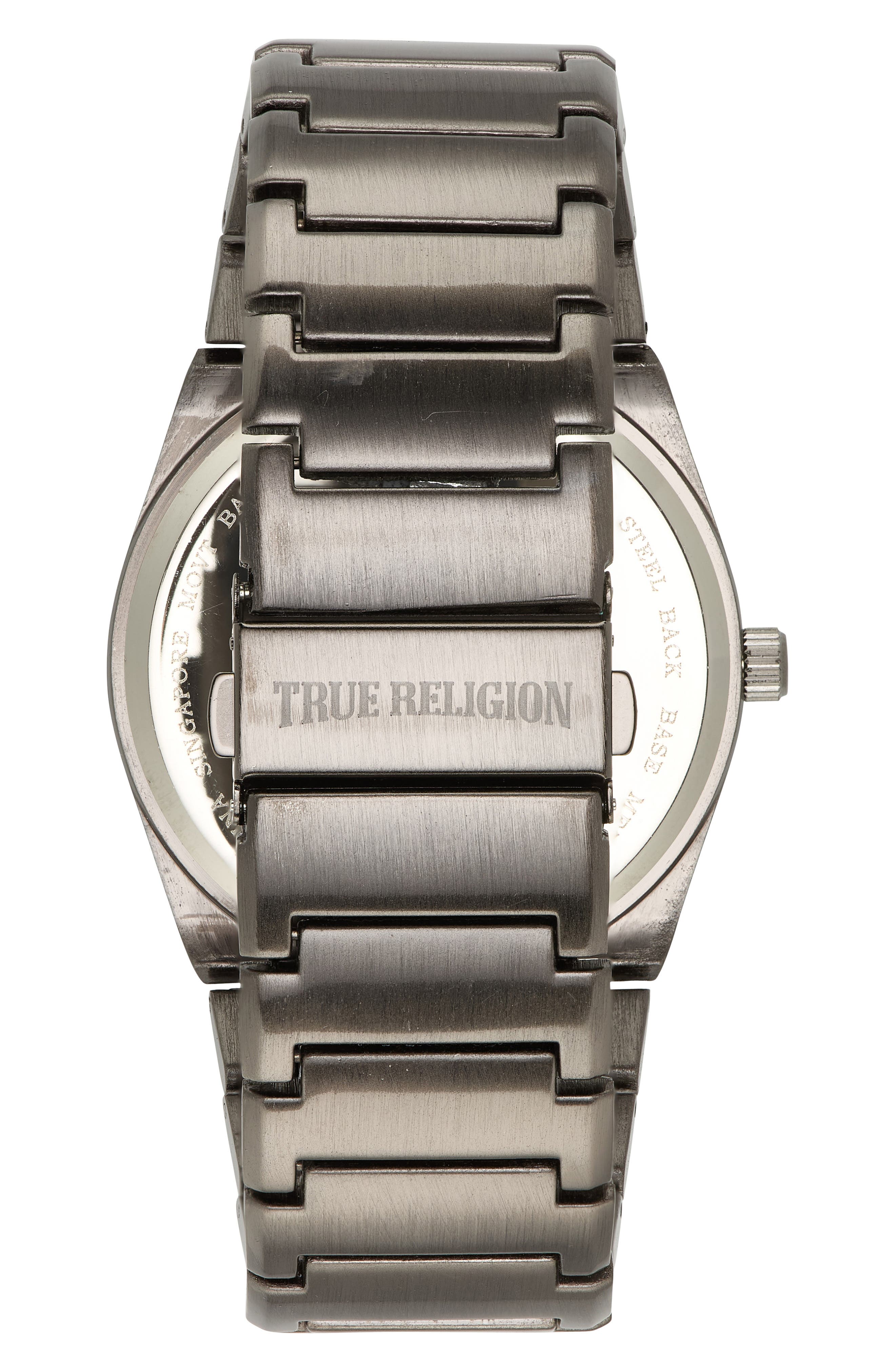 True Religion Logo Dial Bracelet Watch, 43mm